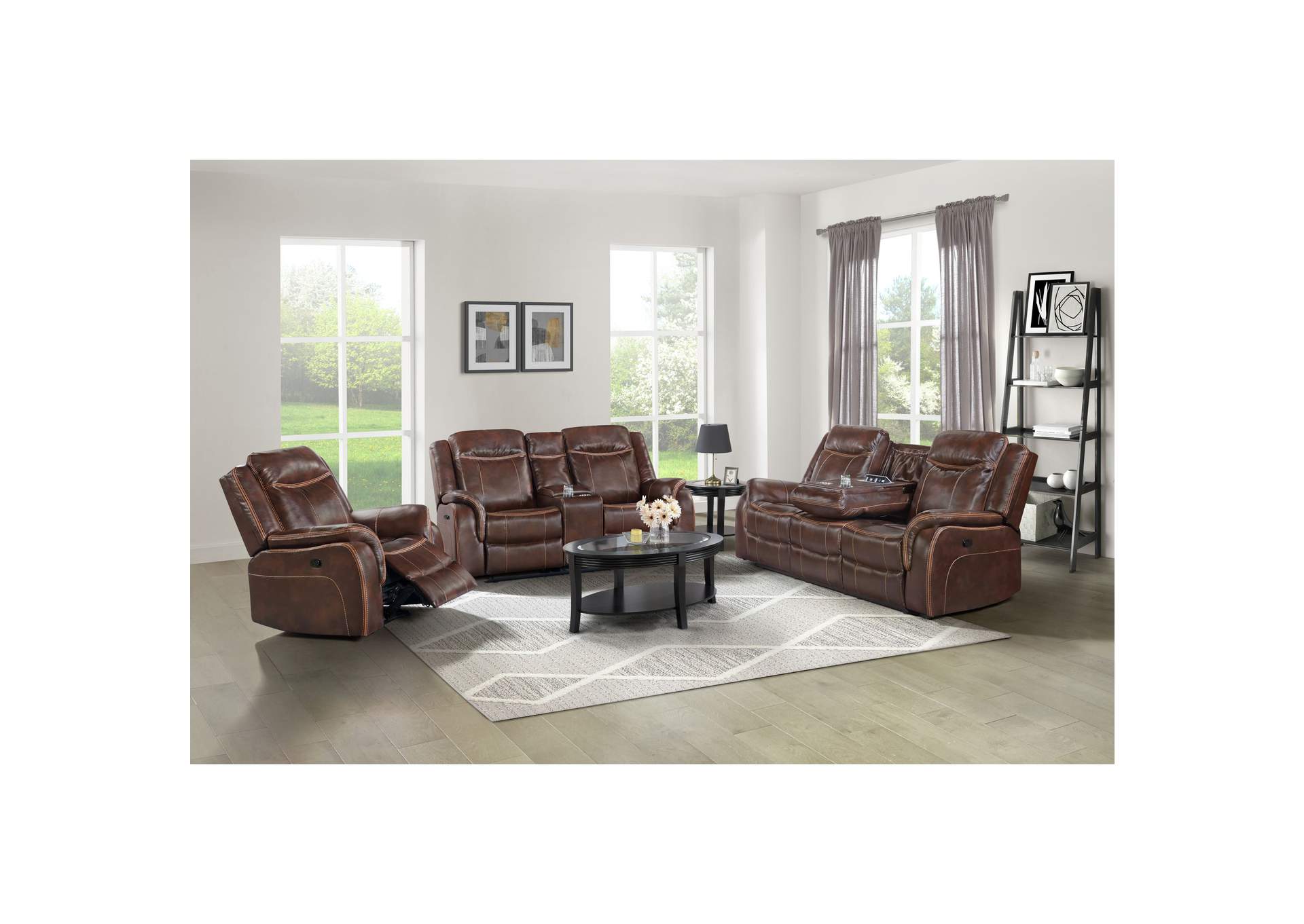 Carrera Motion Glider Loveseat With Console In Brown,Elements