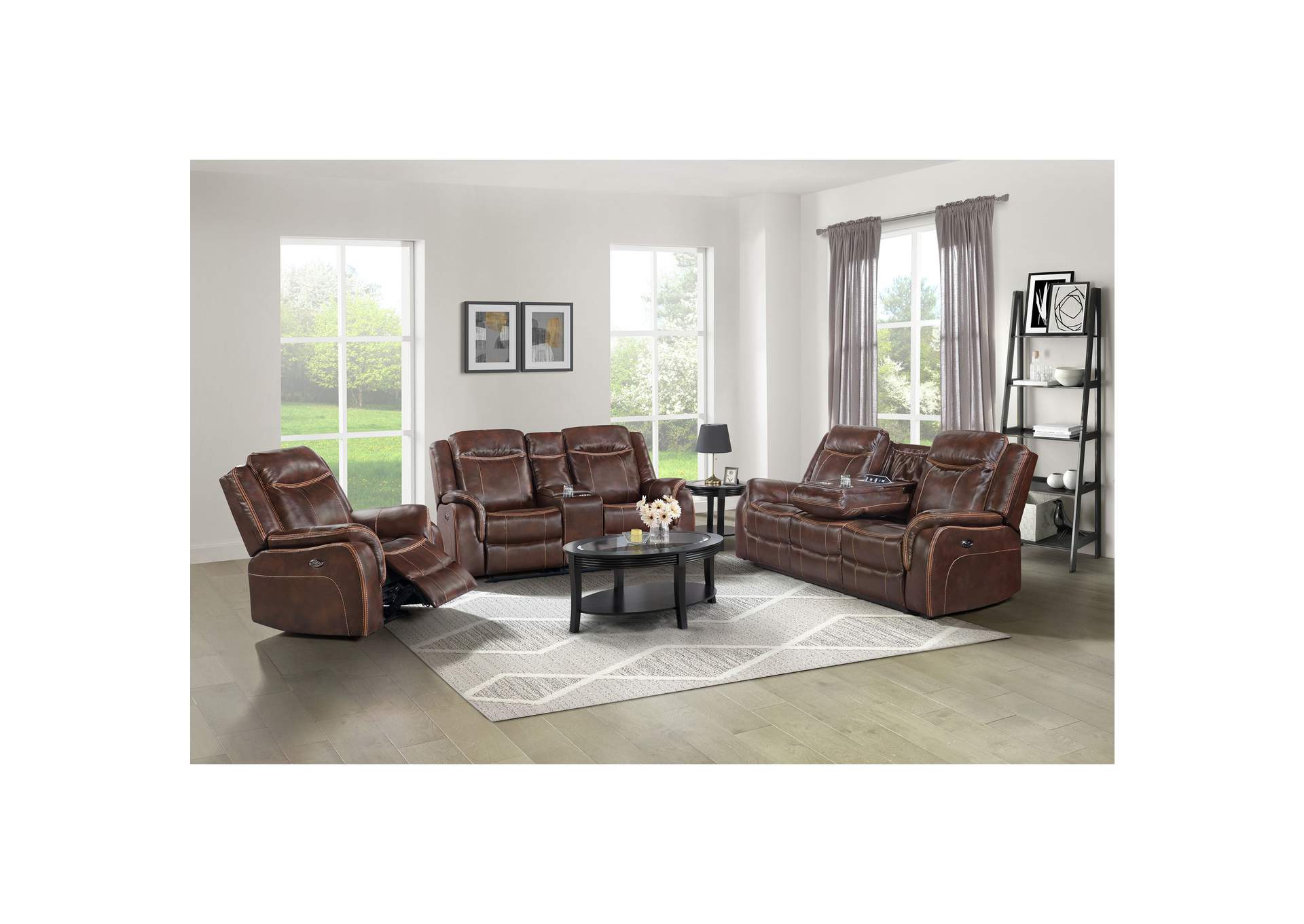 Carrera Power Motion Glider Loveseat With Console In Brown,Elements