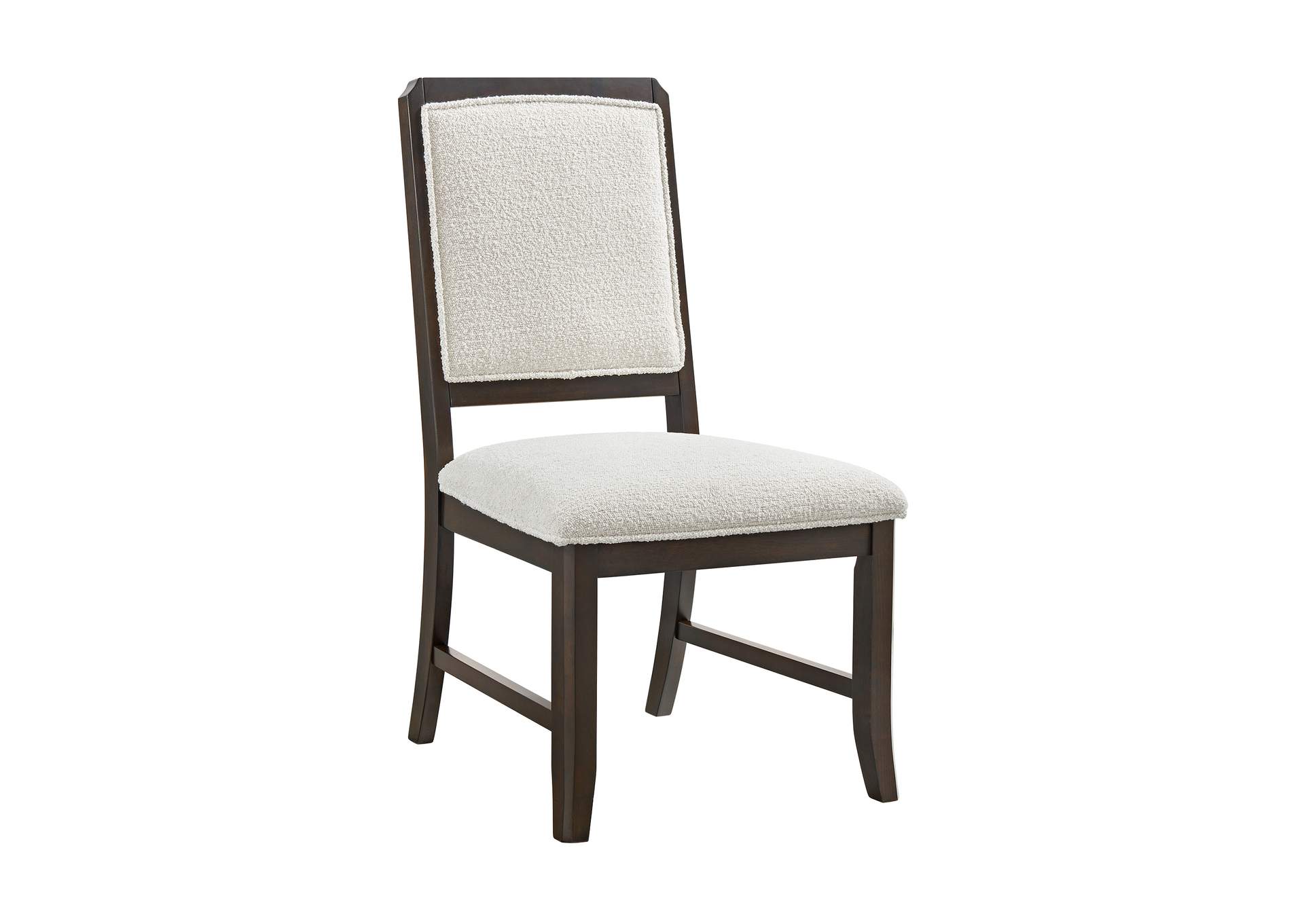 Cassandra Dining Side Chair With Off White Boucle Fabric In Dark Cherry 2 Per Carton,Elements