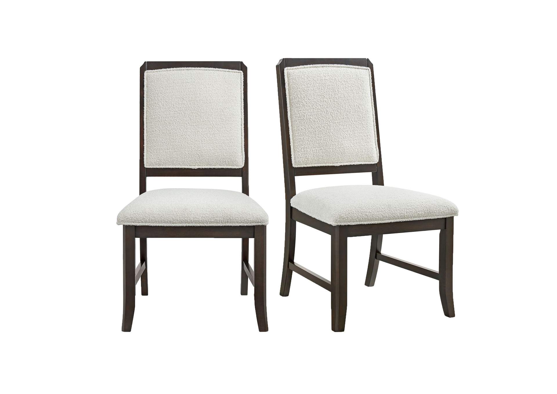Cassandra Dining Side Chair With Off White Boucle Fabric In Dark Cherry 2 Per Carton,Elements