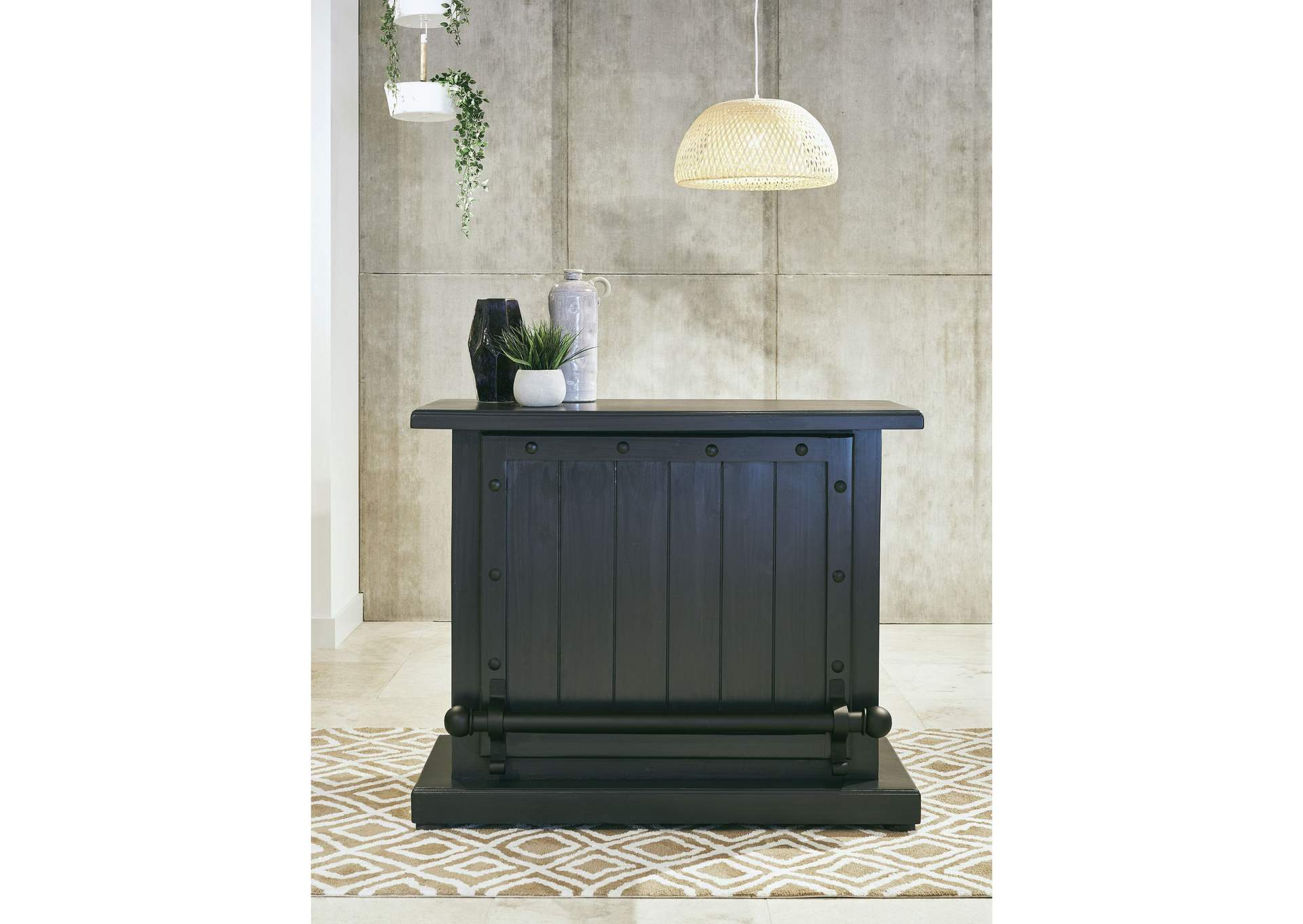 Catalina Bar (Rustic Black And Metal Legs) Mack's Furniture Warehouse