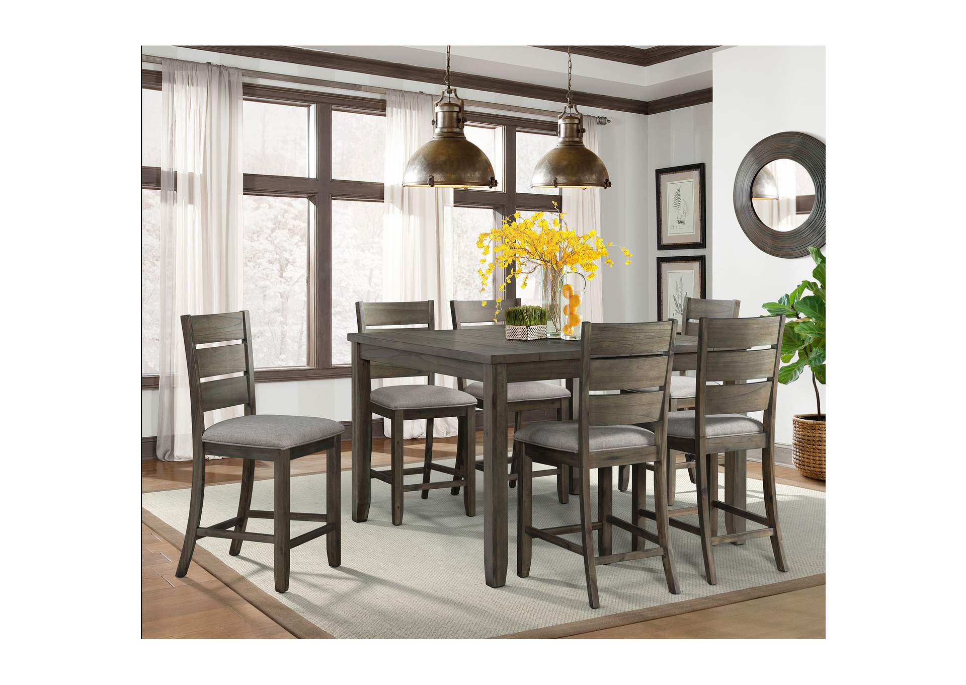Cato Counter Slat Back Side Chair Grey Color 2 Per Pack,Elements