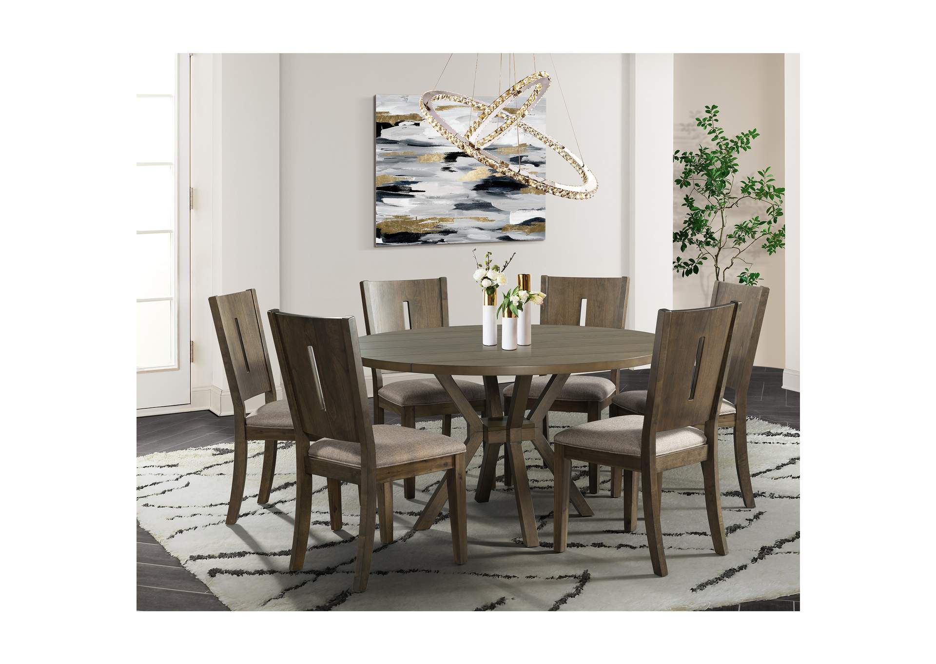 Cato Round Dining Table Grey Color,Elements