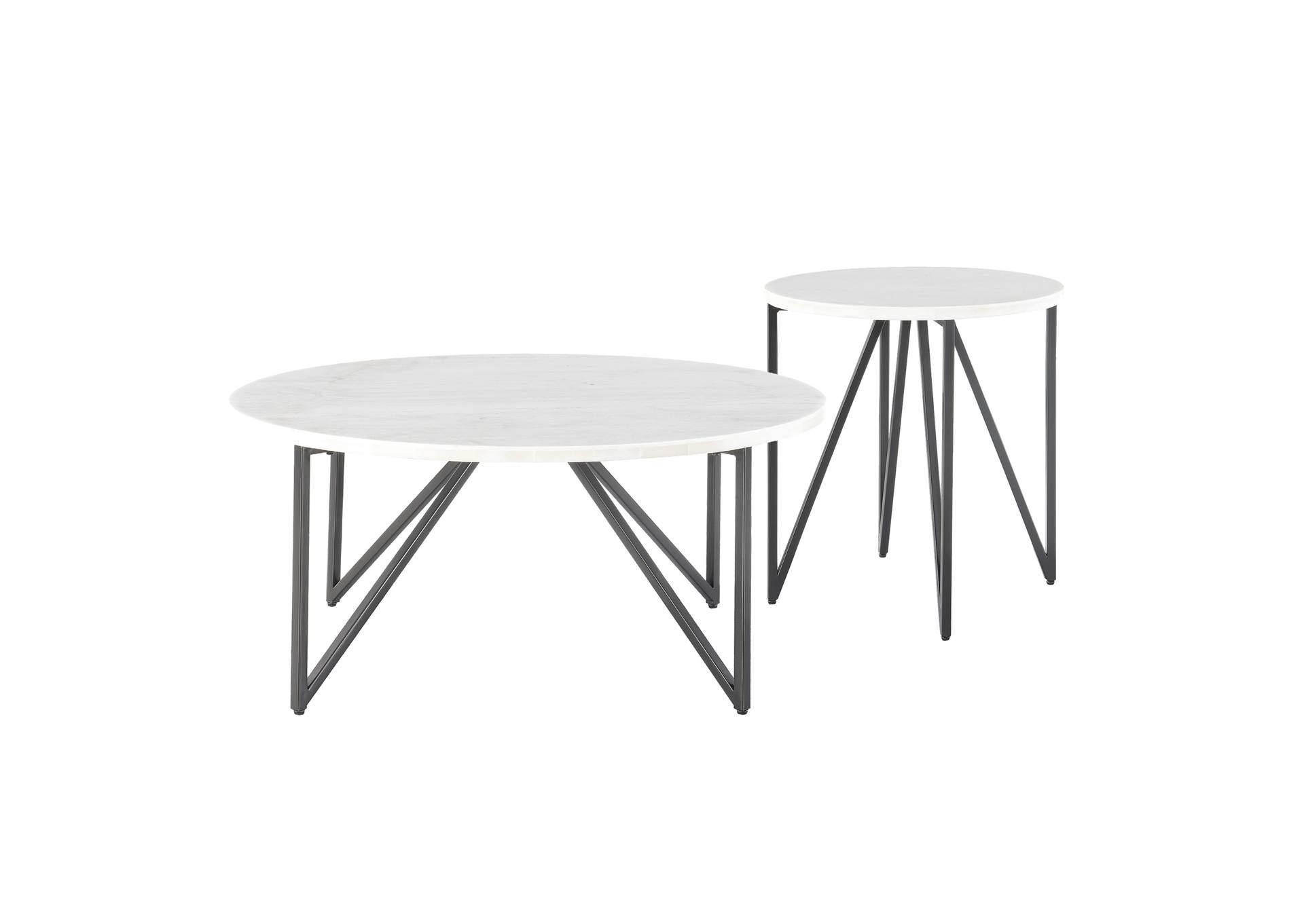 Cedric 2 Piece Set Occasional Table Set - Coffee Table End Table In Black,Elements