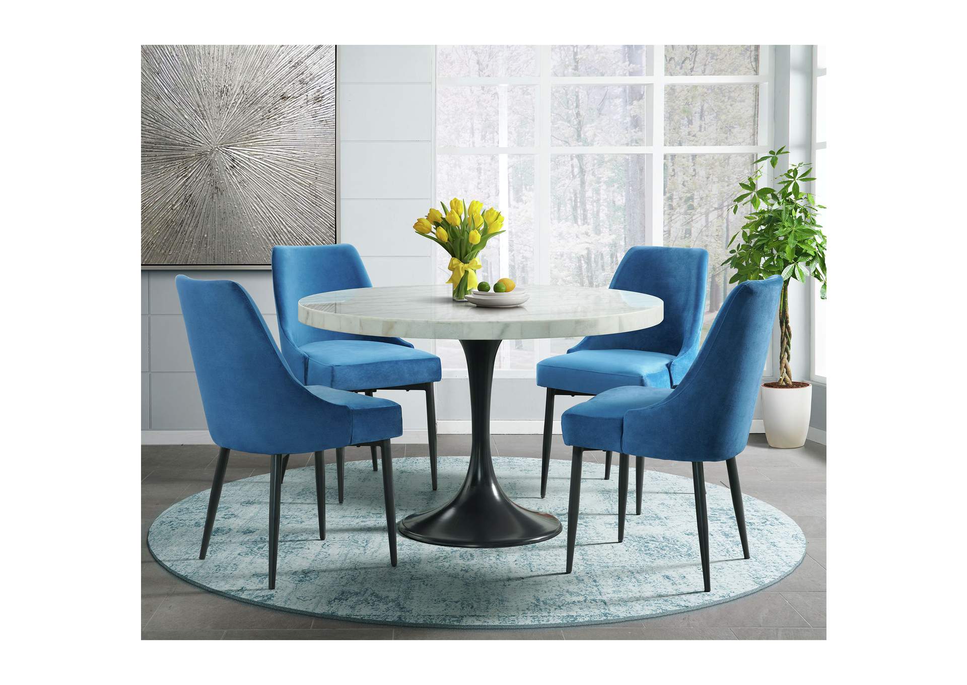 Celeste Dining Side Chair With Blue Fabric 2 Per Carton,Elements