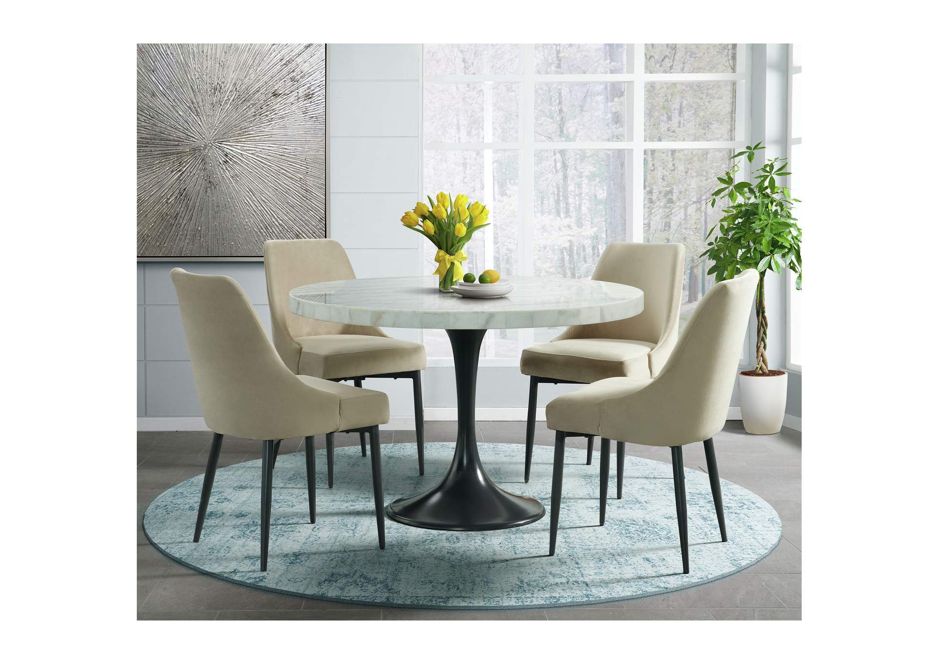 Celeste Dining Side Chair With Cream Fabric 2 Per Carton,Elements