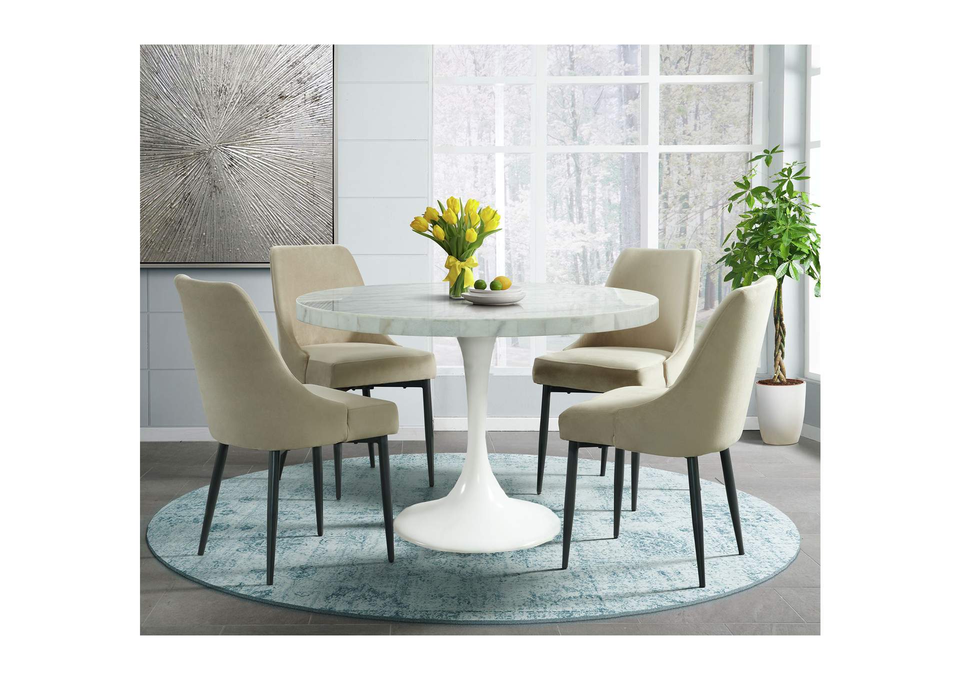 Celeste Round Dining Table In White,Elements