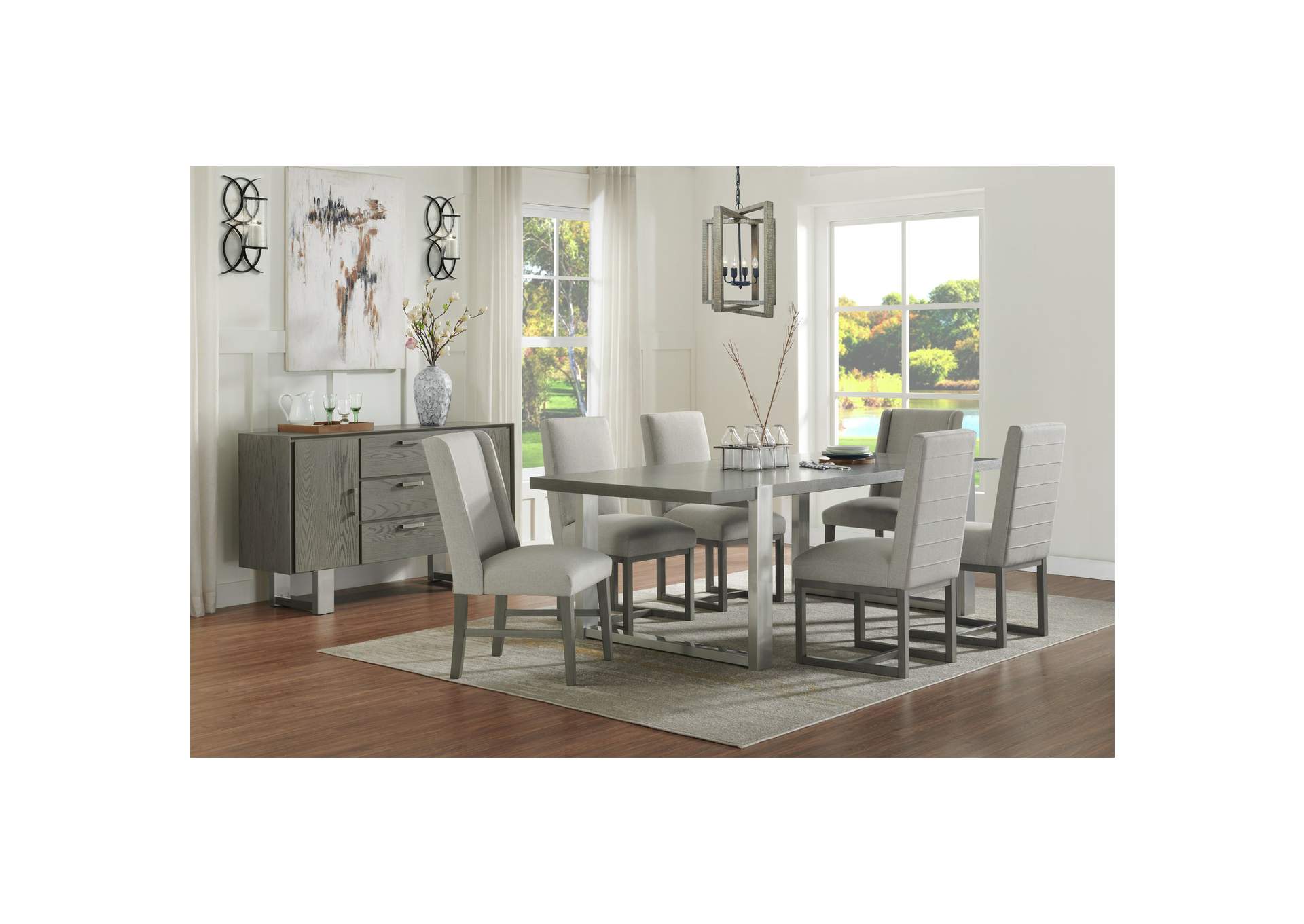 Charlize Wing Side Chair With Grey Fabric In Grey 2 Per Pack,Elements