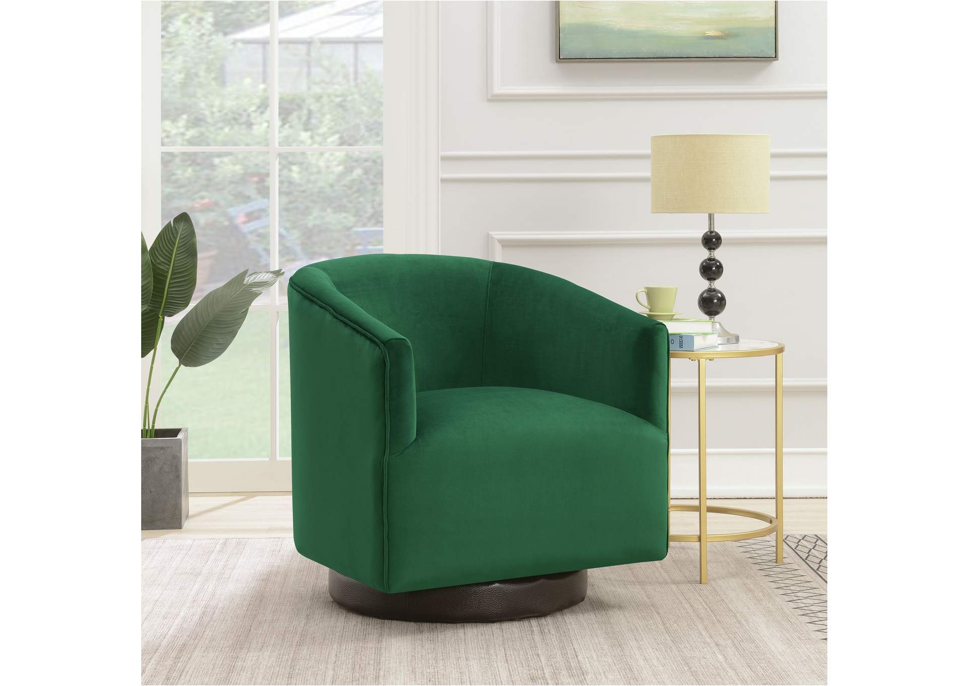 Charlotte Swivel Chair In Broadway Emerald,Elements