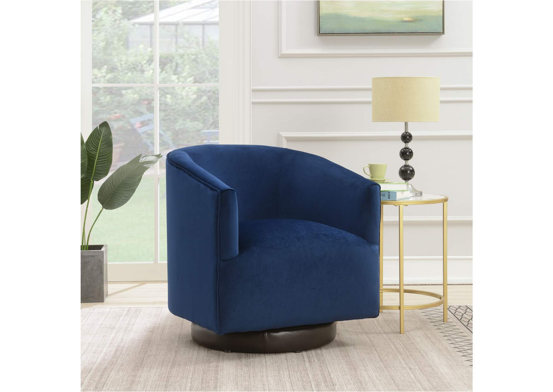 Charlotte Swivel Chair In Broadway Navy,Elements