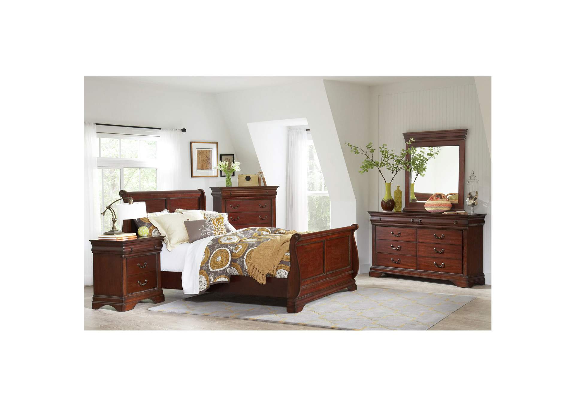 B4800 - 54F Chateau - Full Sleigh Bed - Vintage Cherry,Elements