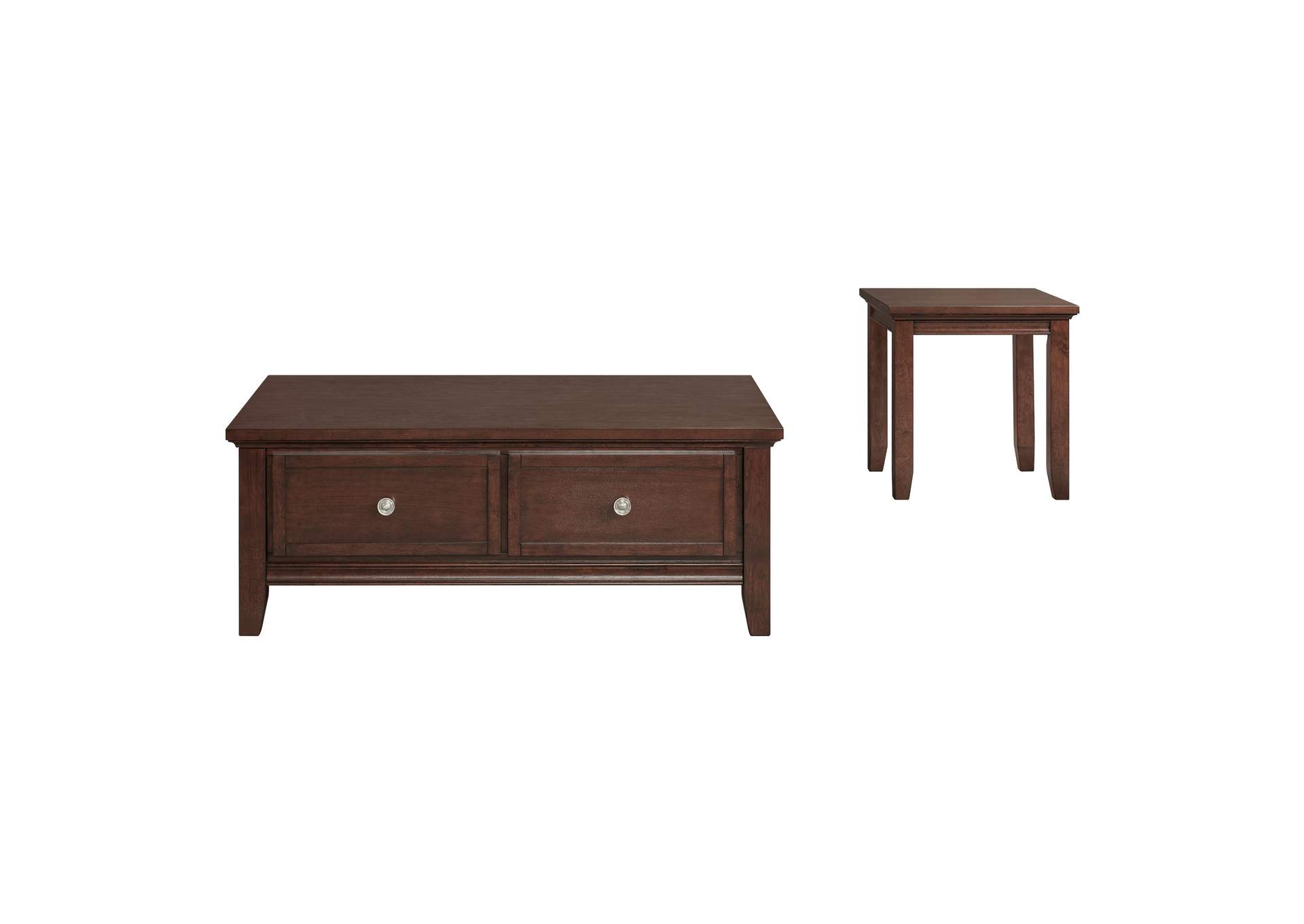 Chatham 2 Piece Occasional Table Set In Cherry - Coffee Table End Table,Elements