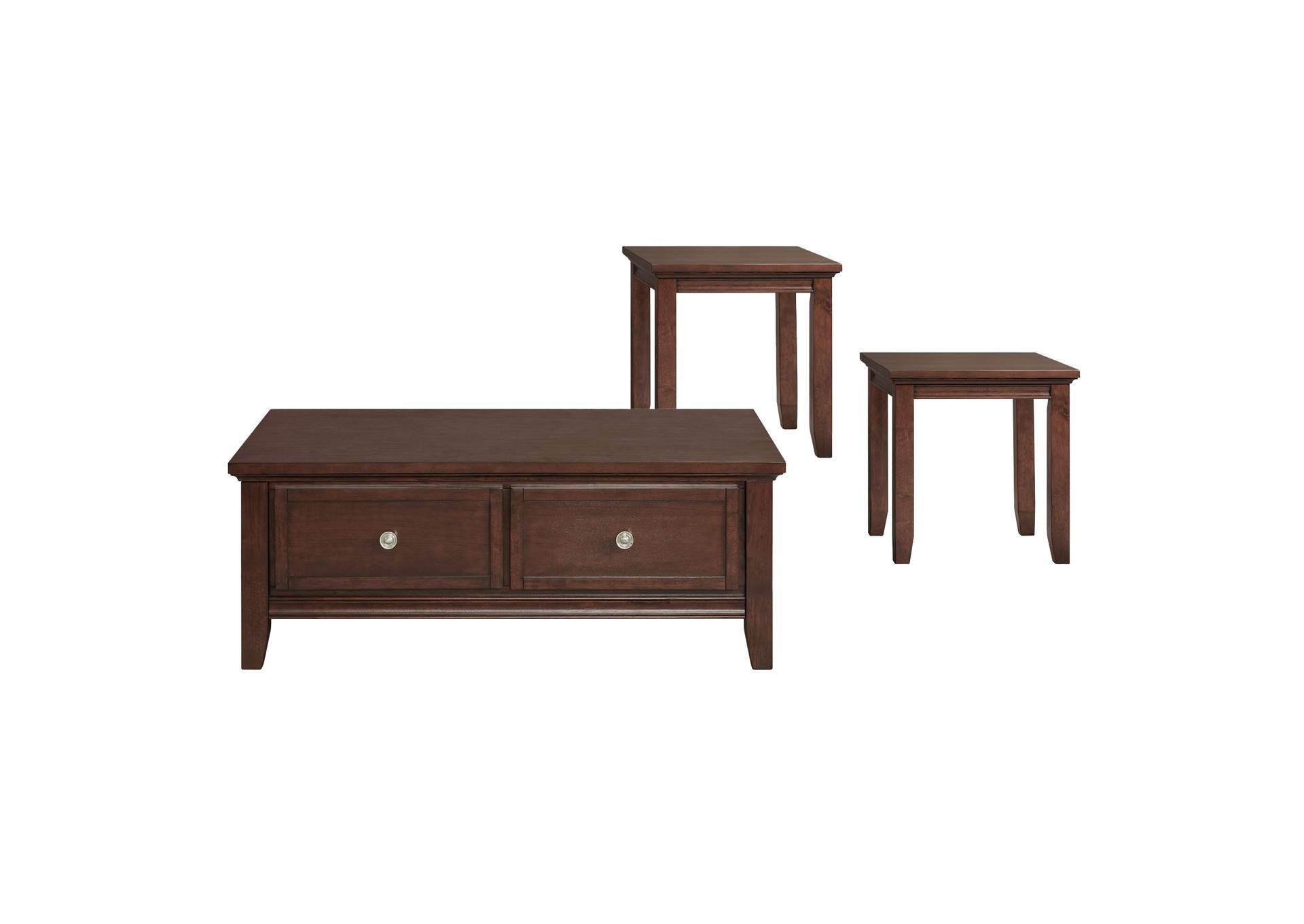 Chatham 3 Piece Occasional Table Set In Cherry - Coffee Table Two End Tables,Elements