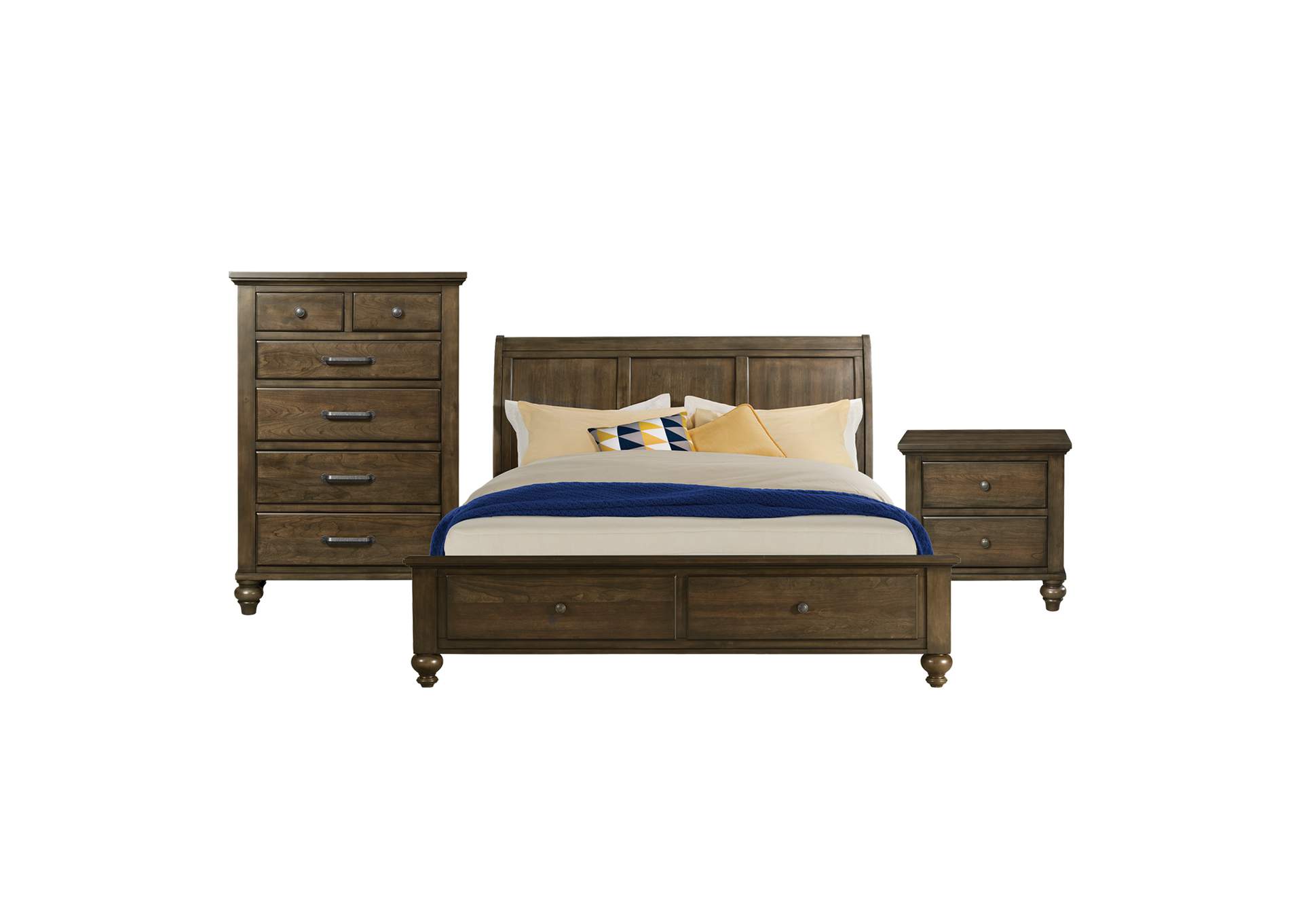 Chatham King 2 - Drawer Storage 3 Piece Bedroom Set,Elements