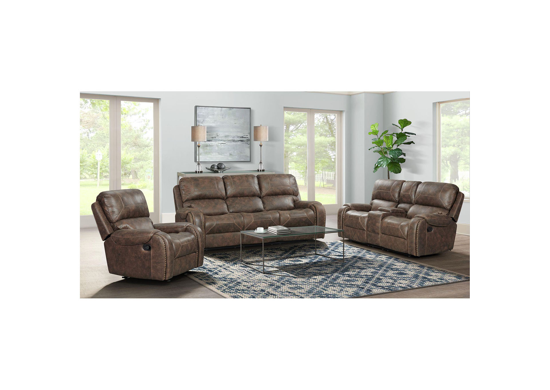 Clayton Motion Loveseat With Console In Clayton Chocolate,Elements