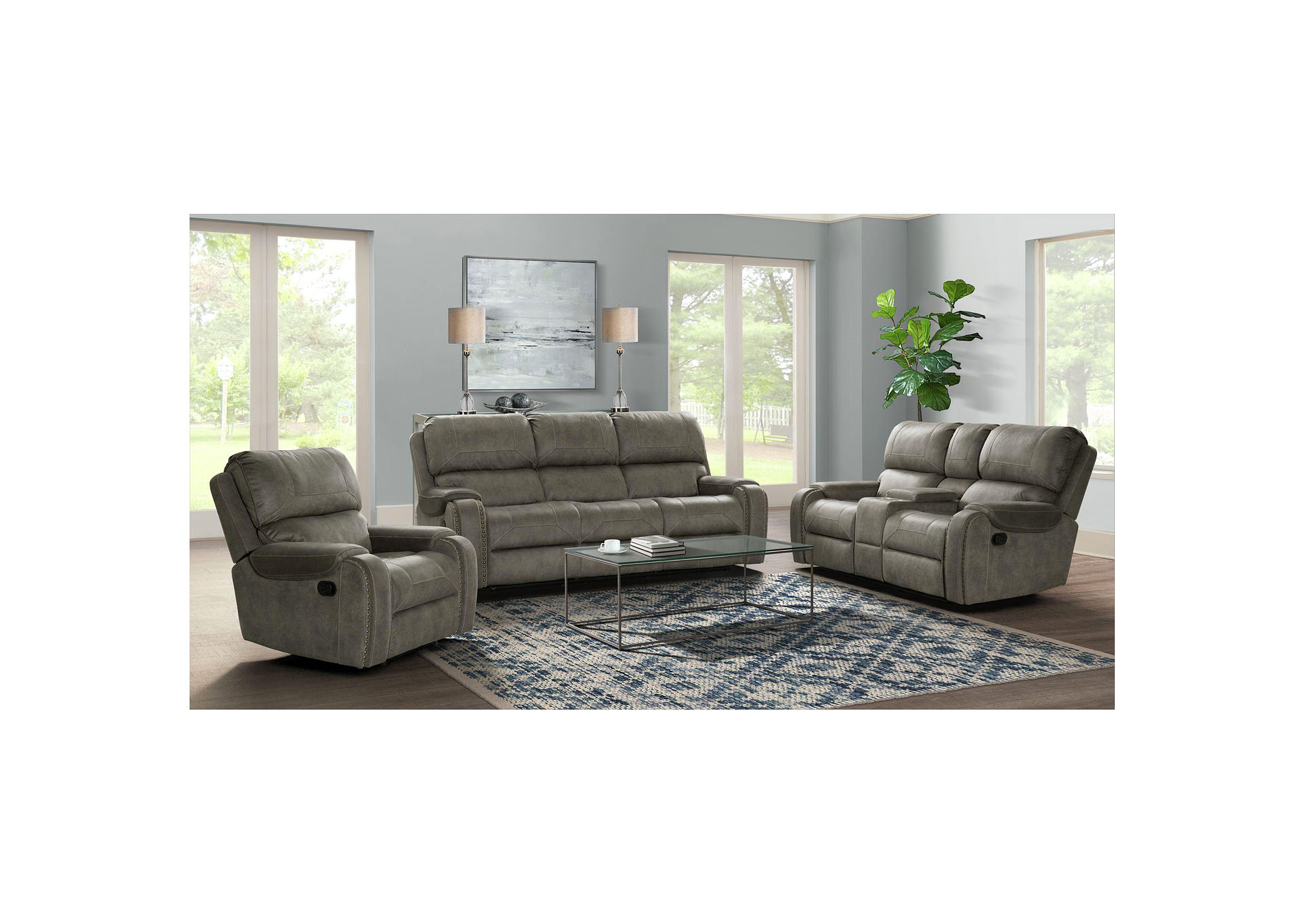 Clayton Motion Loveseat With Console In Clayton Grey,Elements