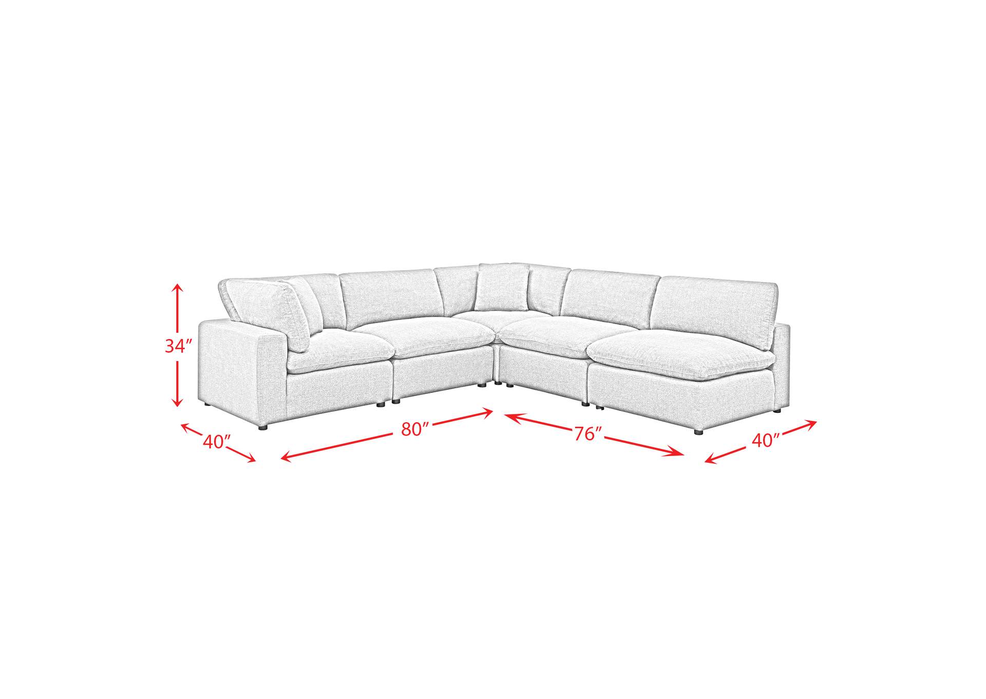 Cloud 9 Sectional 6 Pc Garrison Charcoal,Elements