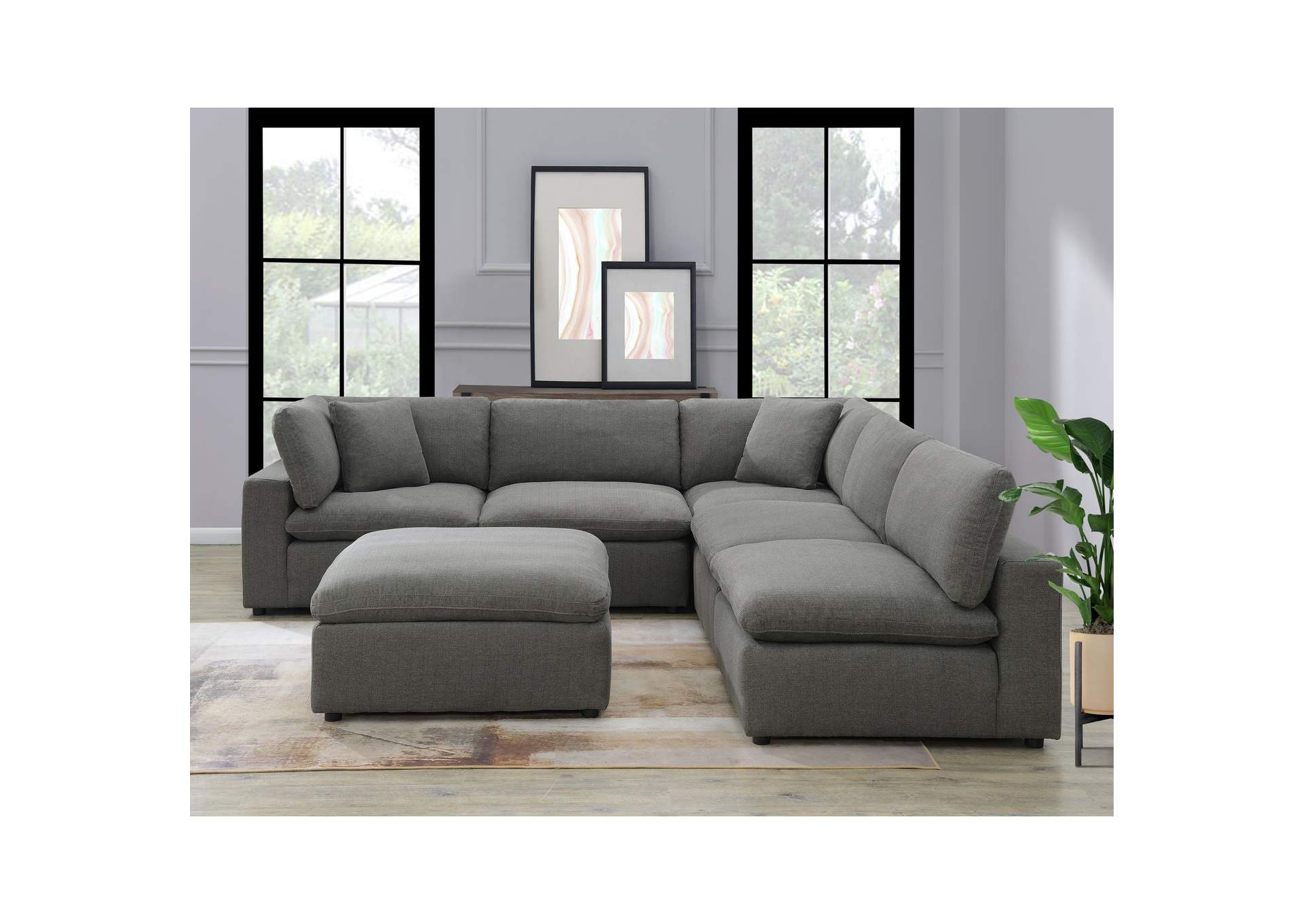Cloud 9 Sectional Ottoman In Garrison Charcoal,Elements