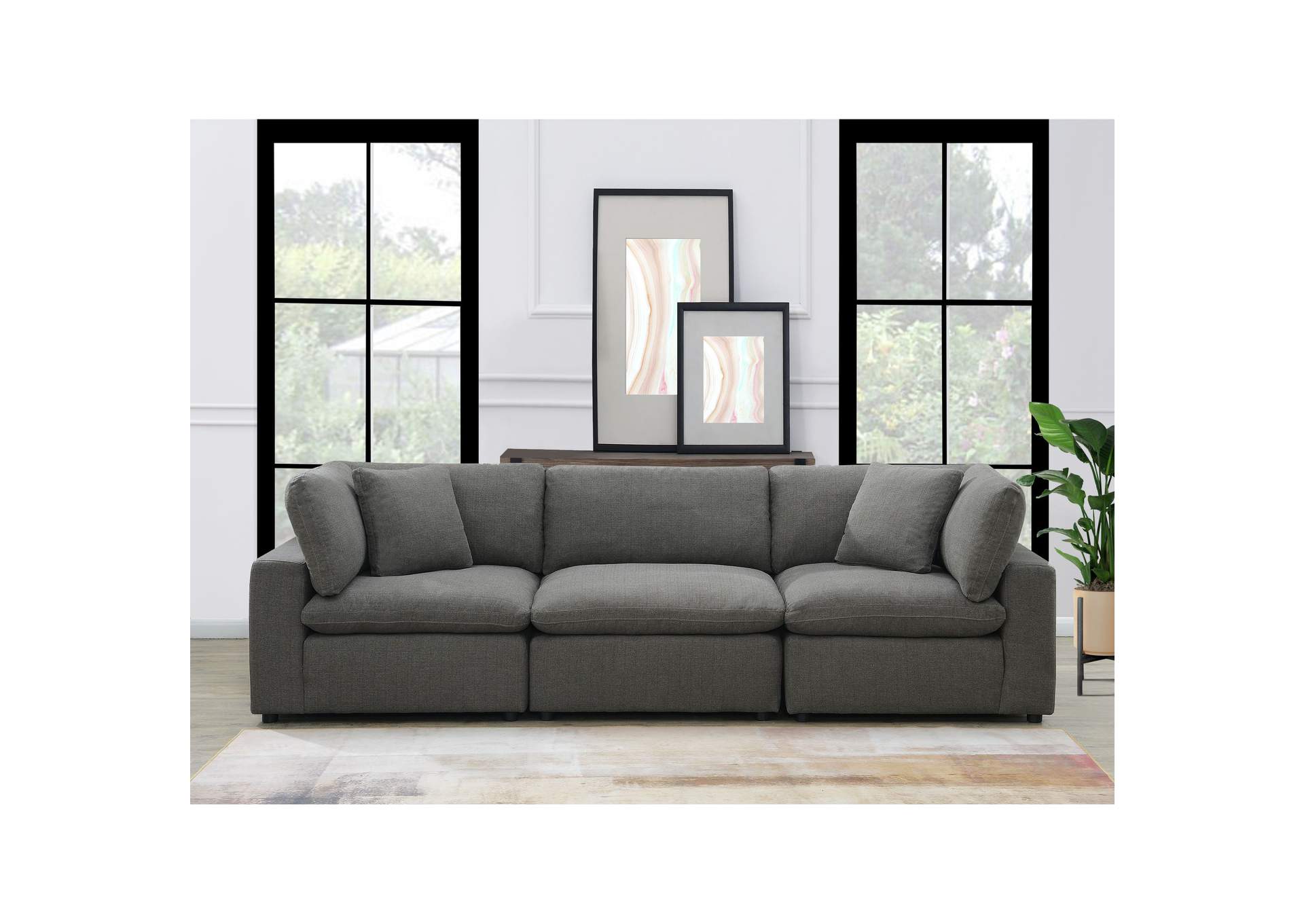 Cloud 9 Sectional 3 Pc Garrison Charcoal,Elements