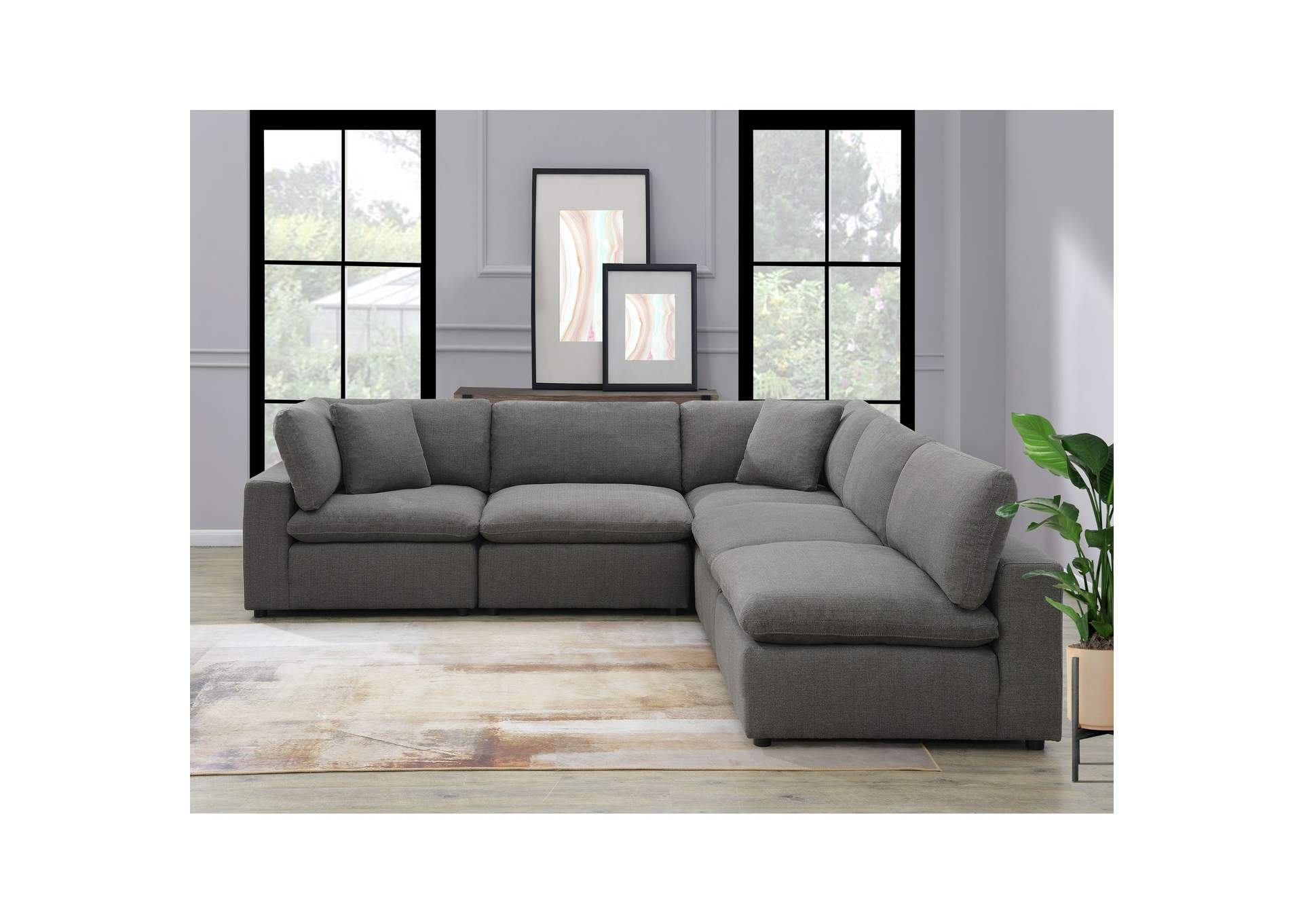 Cloud 9 Sectional 5 Piece Garrison Charcoal,Elements