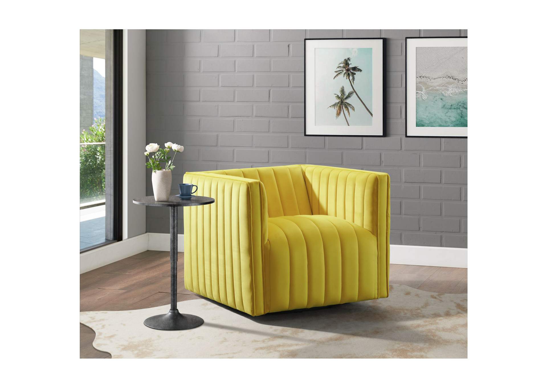 Cobra Swivel Chair In Mercer Yellow,Elements