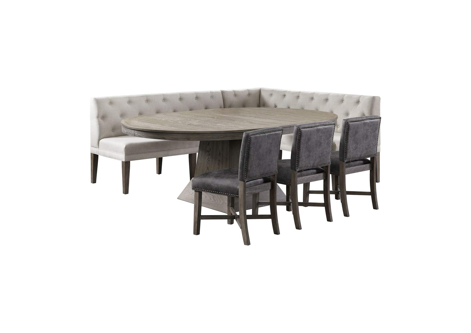 Collins With 2 12 Leaves 6 Piece Dining Set In Grey - Table Four Chairs Peyton Sectional Sofa,Elements