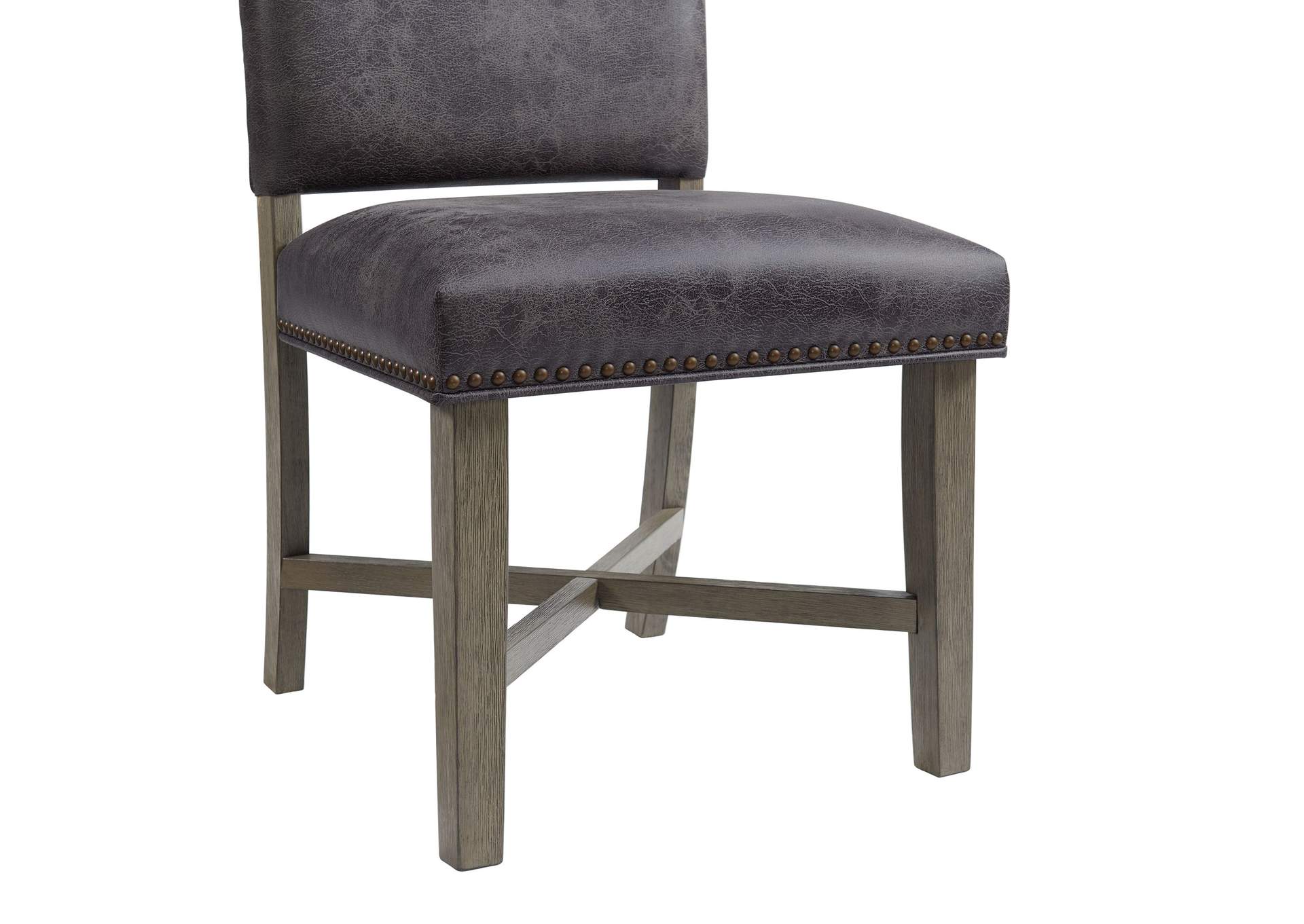 Collins Dining Side Chair With Stretcher With Brown Pu In Grey 2 Per Pack,Elements