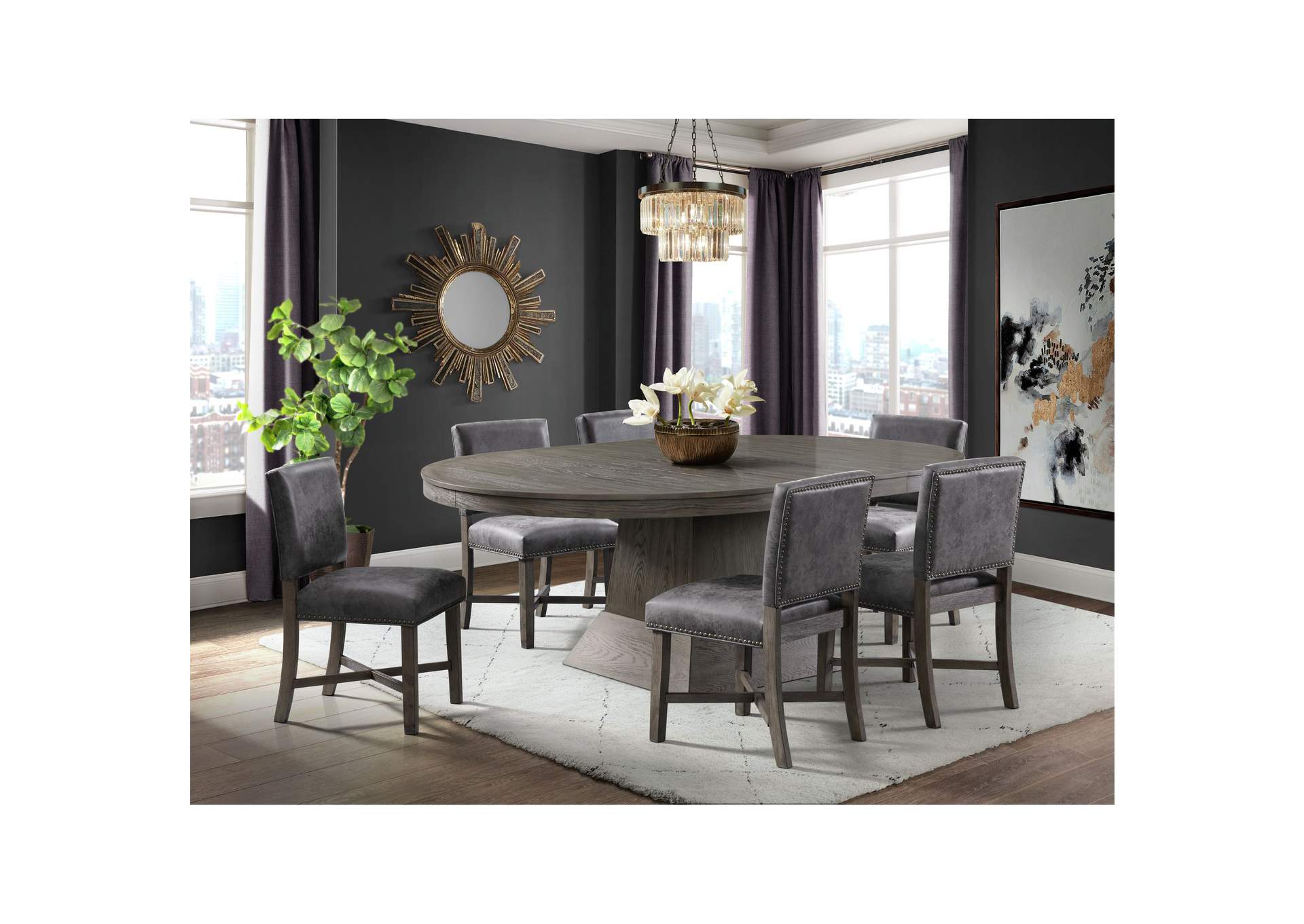 Collins Dining Table Complete In Grey,Elements