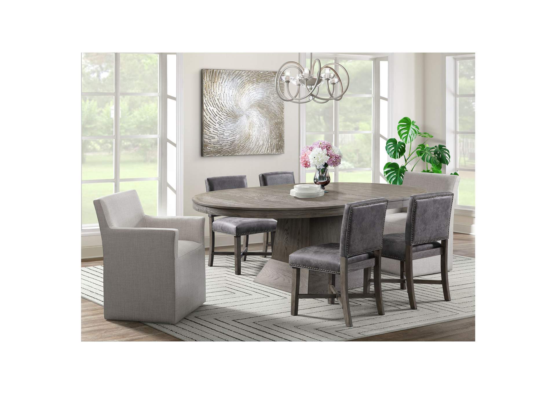 Collins Dining Arm Chair With Heirloom Taupe Fabric,Elements