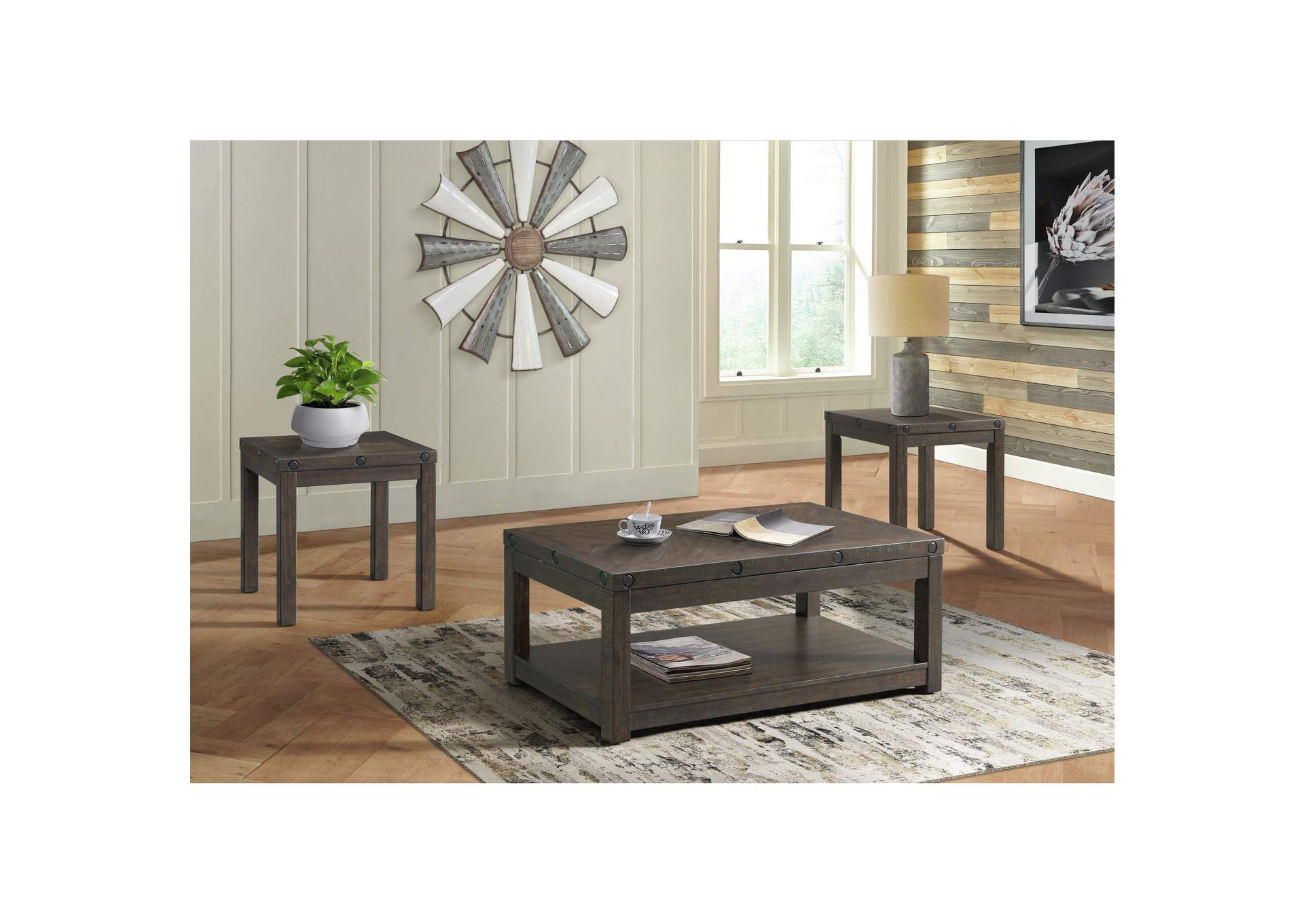 Colorado Occasional End Table With USB - Power Charcoal,Elements