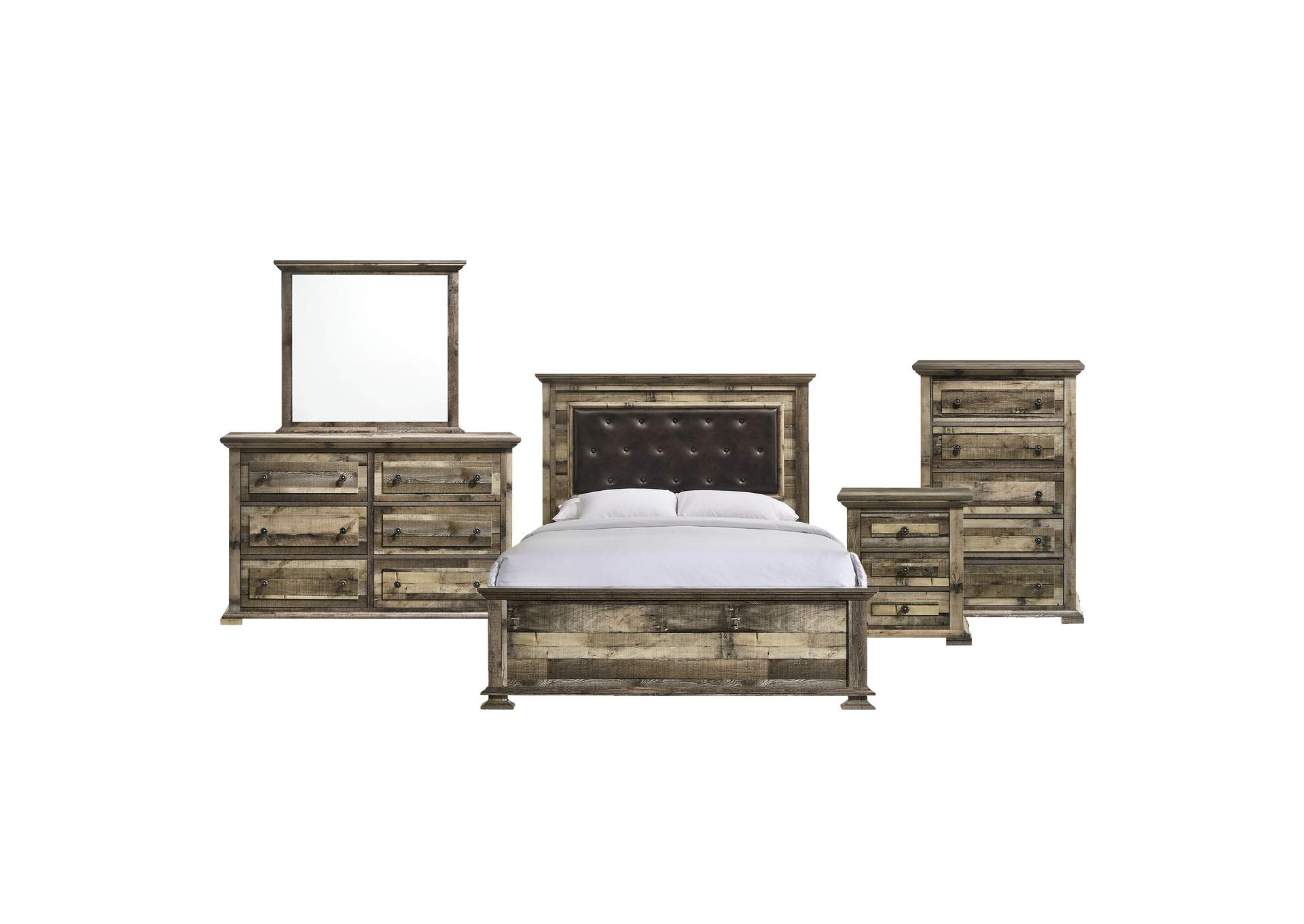 Cortez King Panel 5 Piece Bedroom Set In Drift,Elements