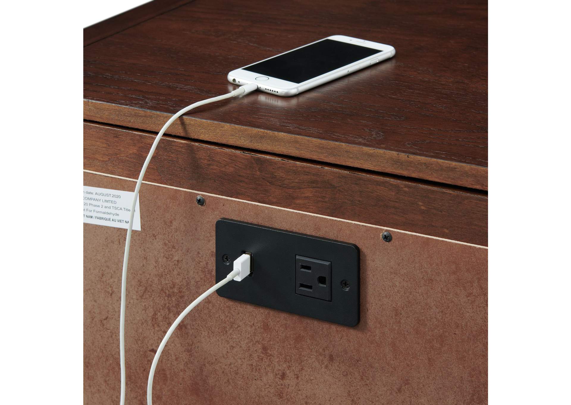 Coy Side Table With Power Port USB In Espresso 3A,Elements