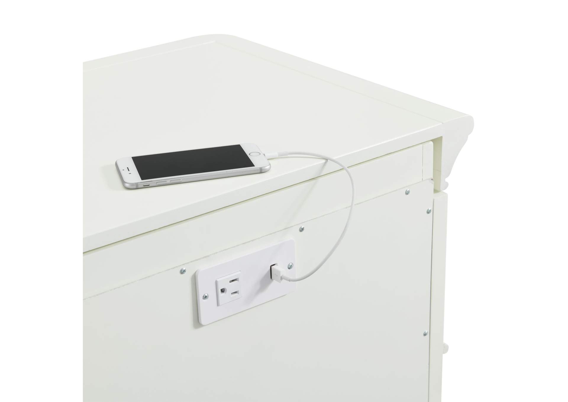 Coy Side Table With Power Port USB In White 3A,Elements