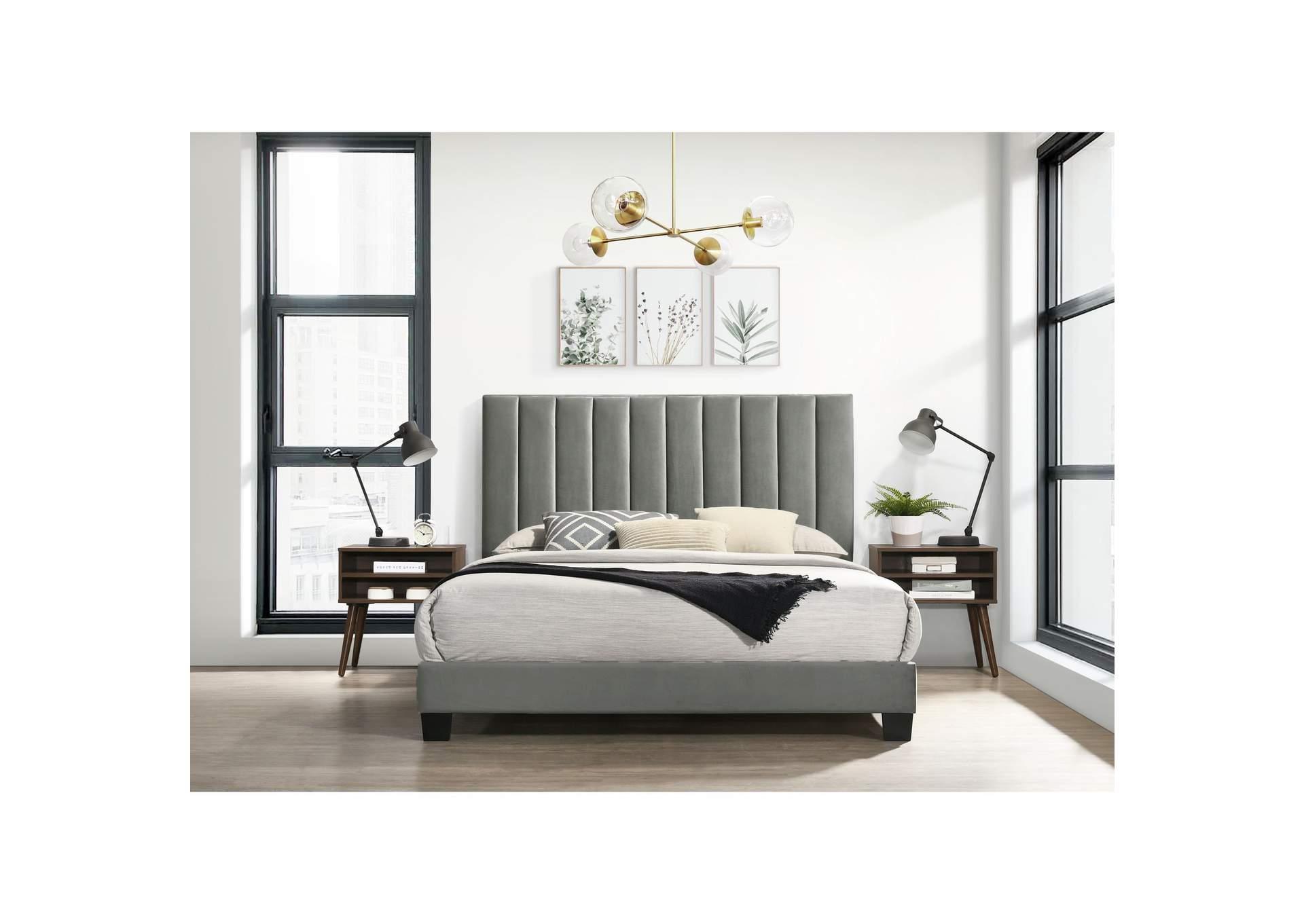 Coyote Queen Bed With Carroll Grey With Two End Table,Elements