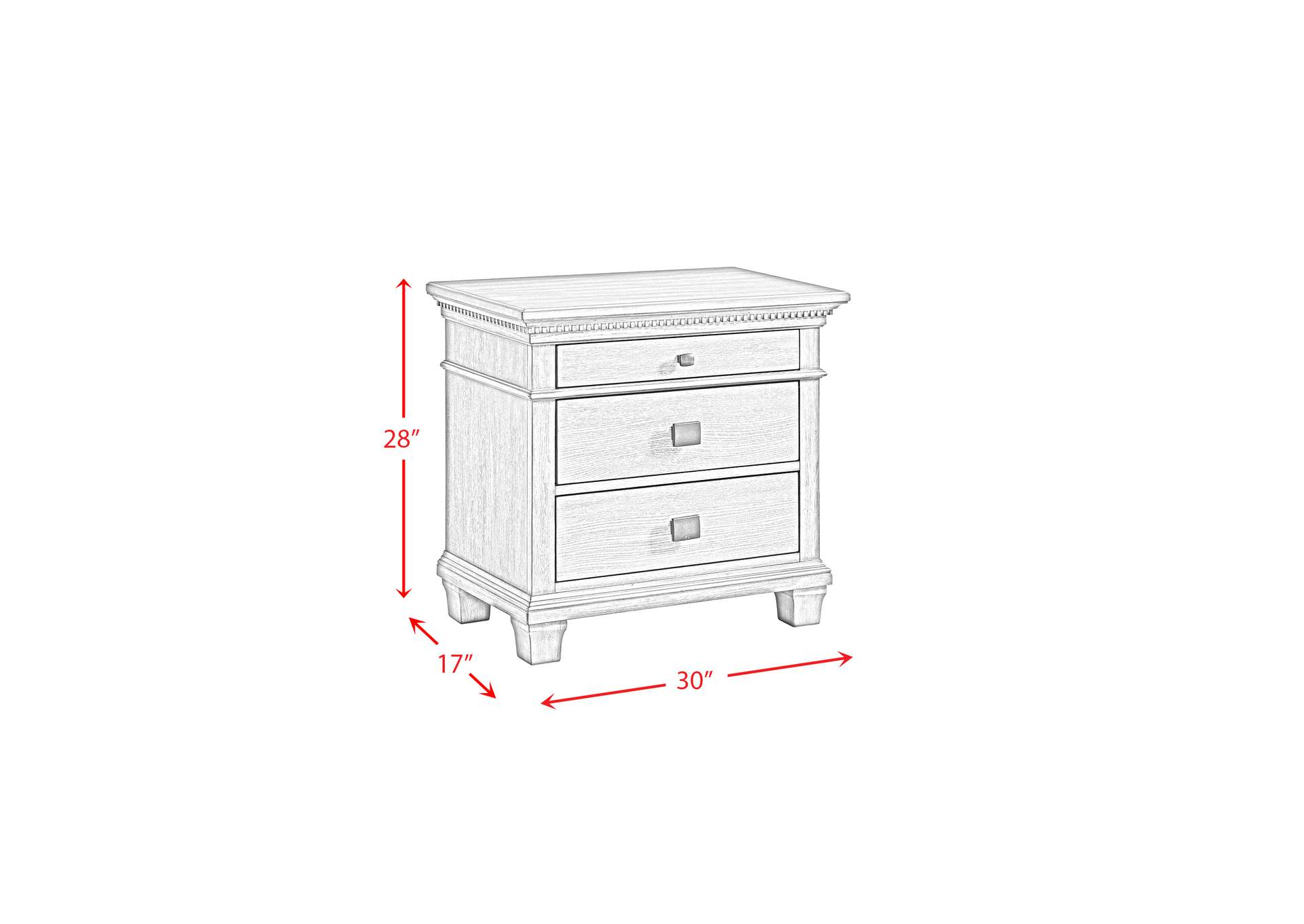 Crawford Nightstand With USB Grey,Elements