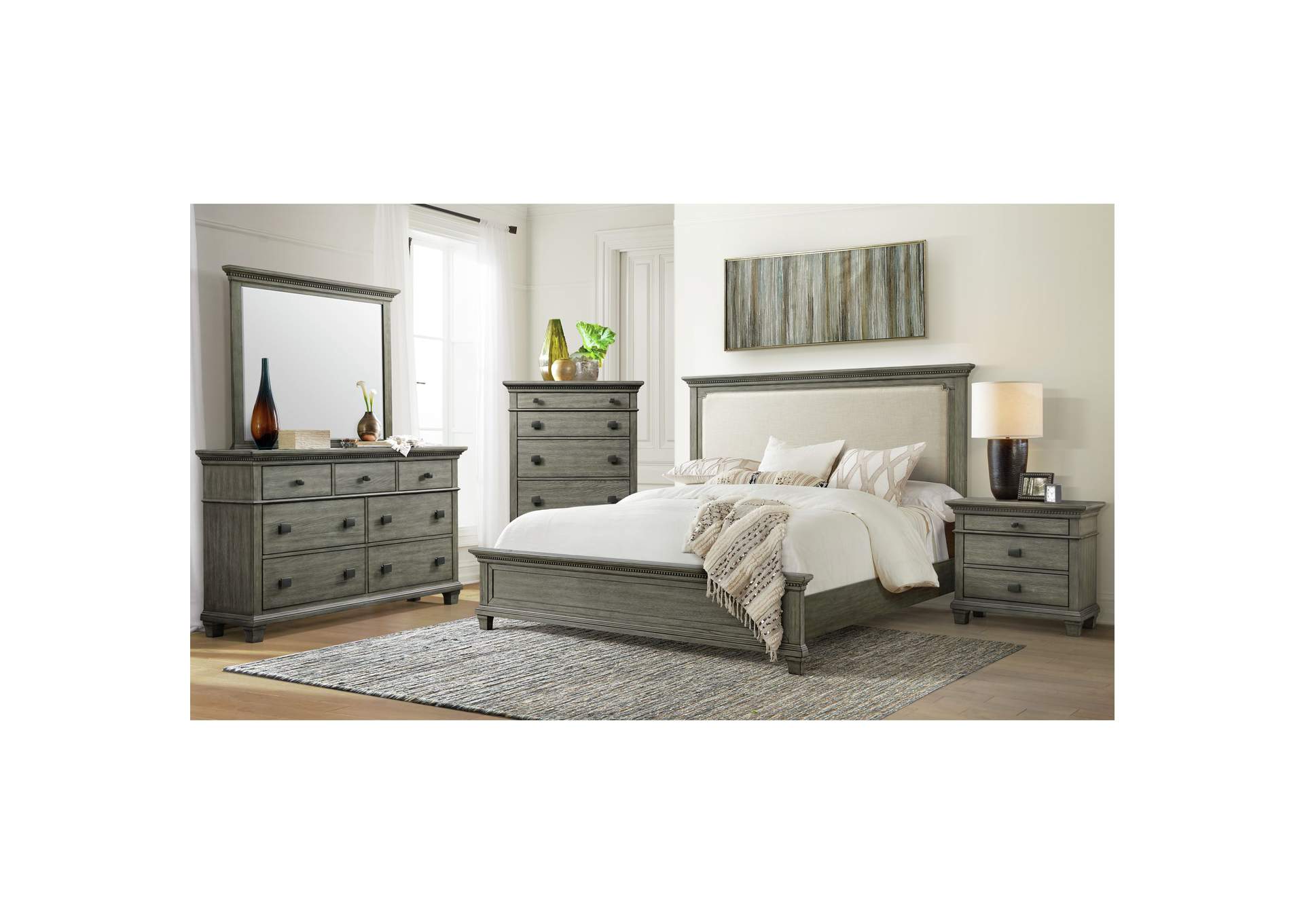 Crawford Nightstand With USB Grey,Elements