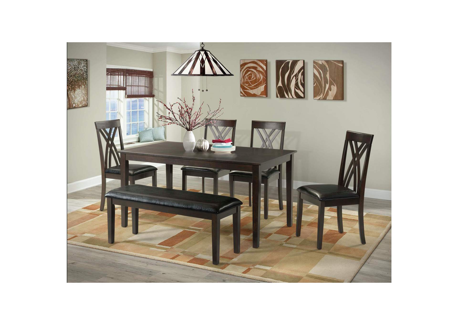 Bannister 60 6 Pc Dining Set With Bench,Elements