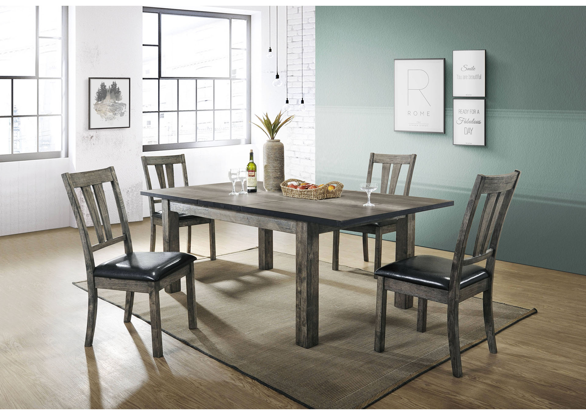Nathan  Grey Oak Dining Table w/4Chair,Elements