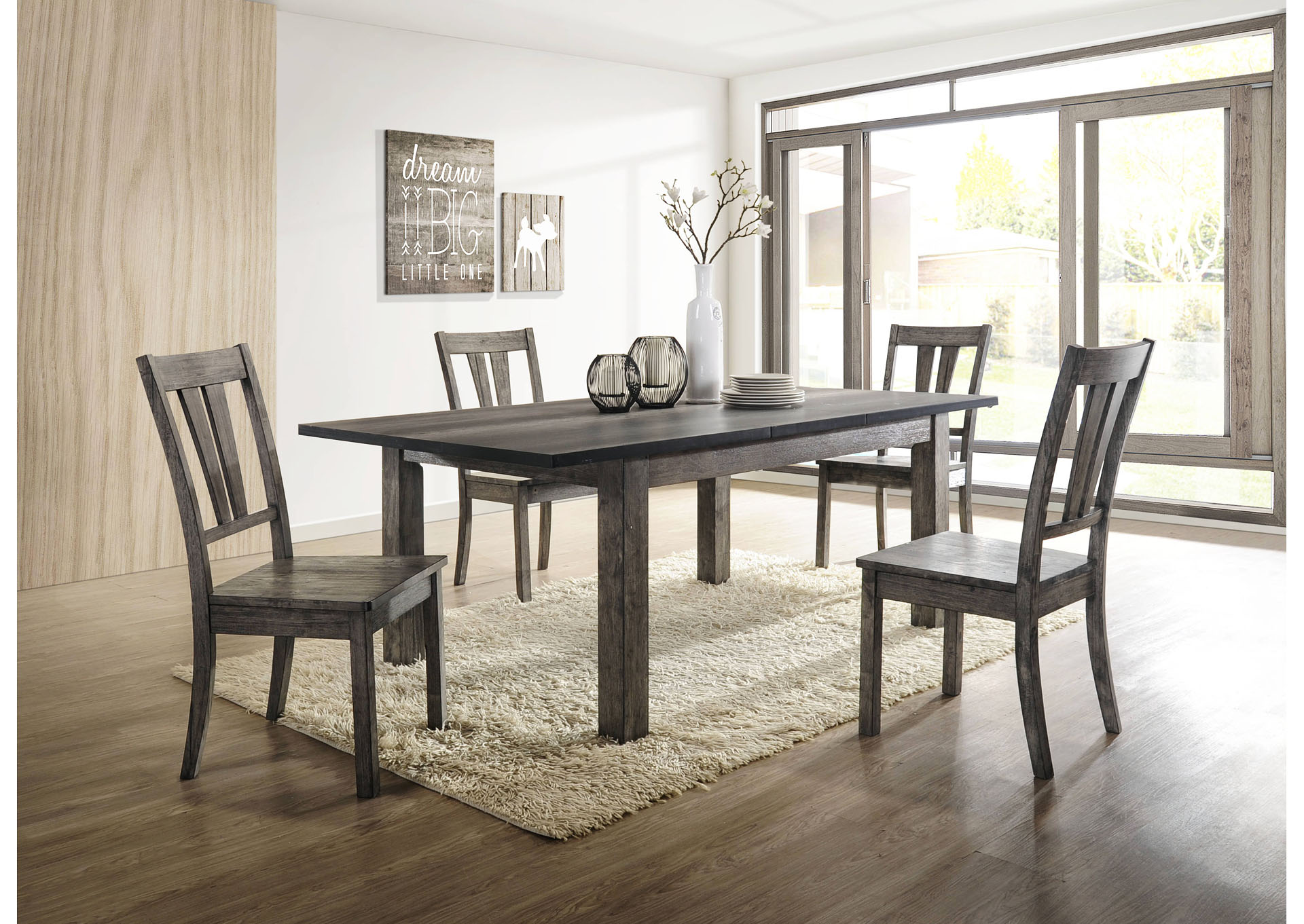 Nathan  Grey Oak Dining Table w/4Chair,Elements