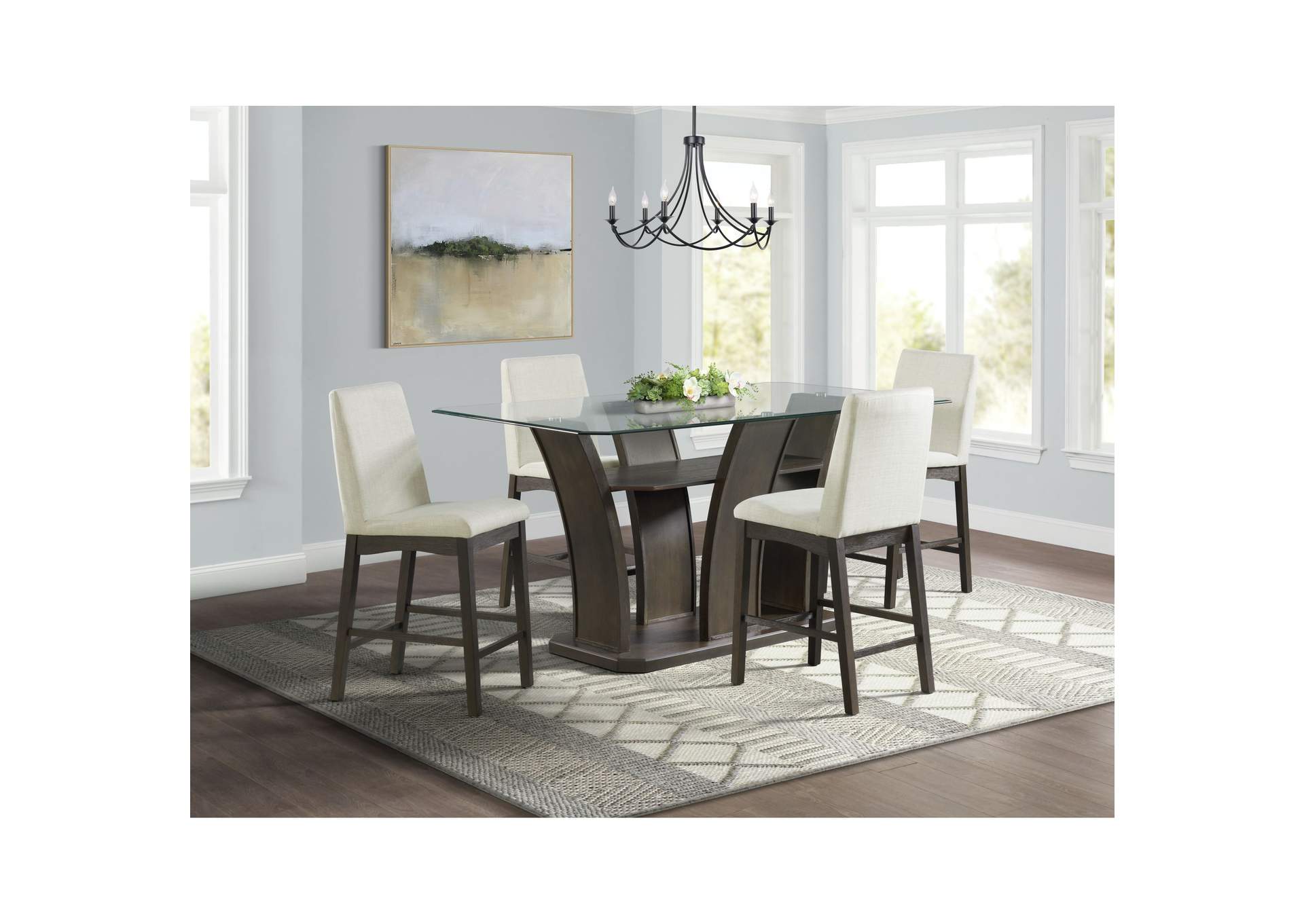 Dapper Rectangular Counter Dining 5 Piece Set - Table And Four Chairs,Elements