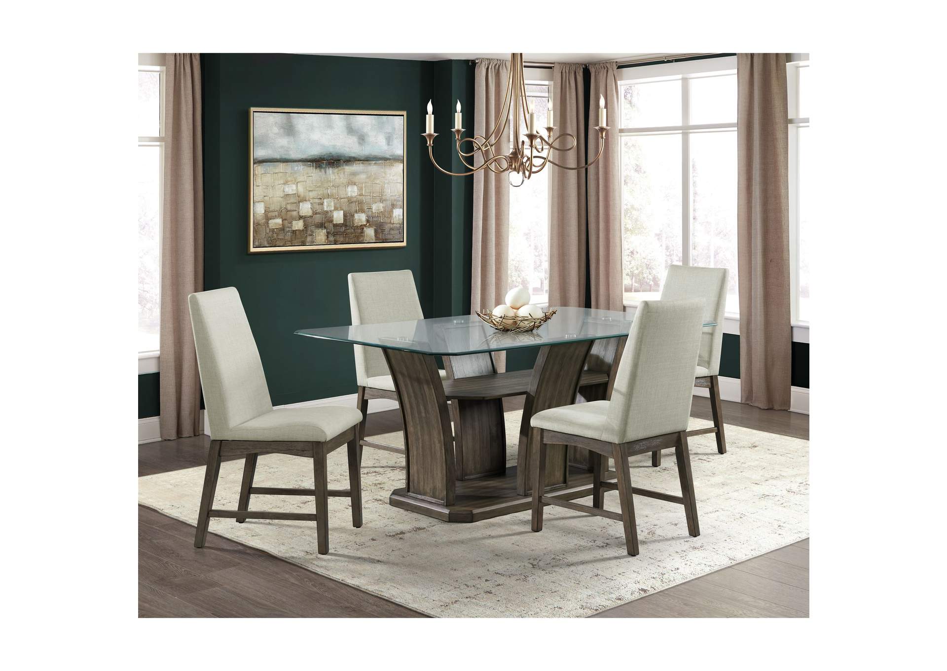 Dapper Rectangular Dining 5 Piece Set - Table And Four Chair,Elements
