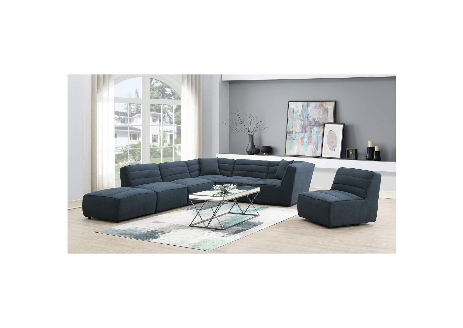 Defender Sectional Ottoman In Columbia Navy,Elements