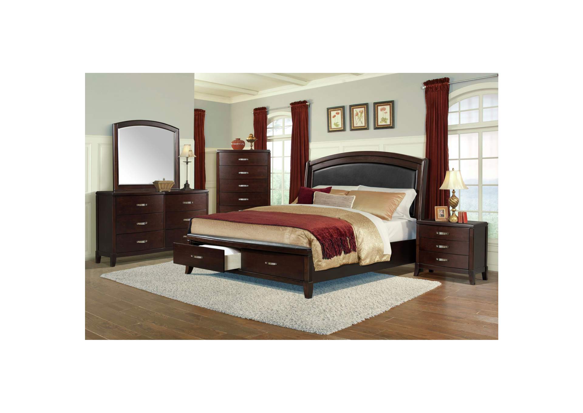 Delaney Queen Platform Storage 5 Piece Bedroom Set With USB,Elements