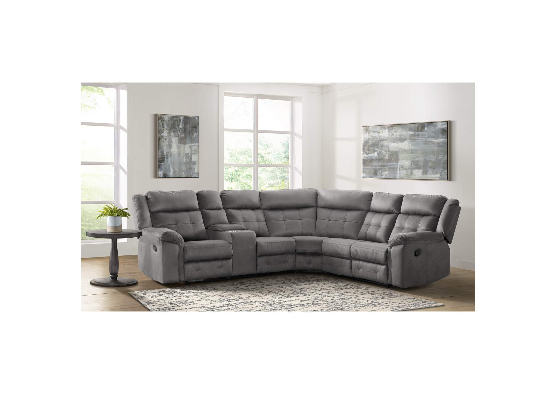 El Paso Sectional Right Hand Facingmotion Loveseat In El Paso Grey,Elements