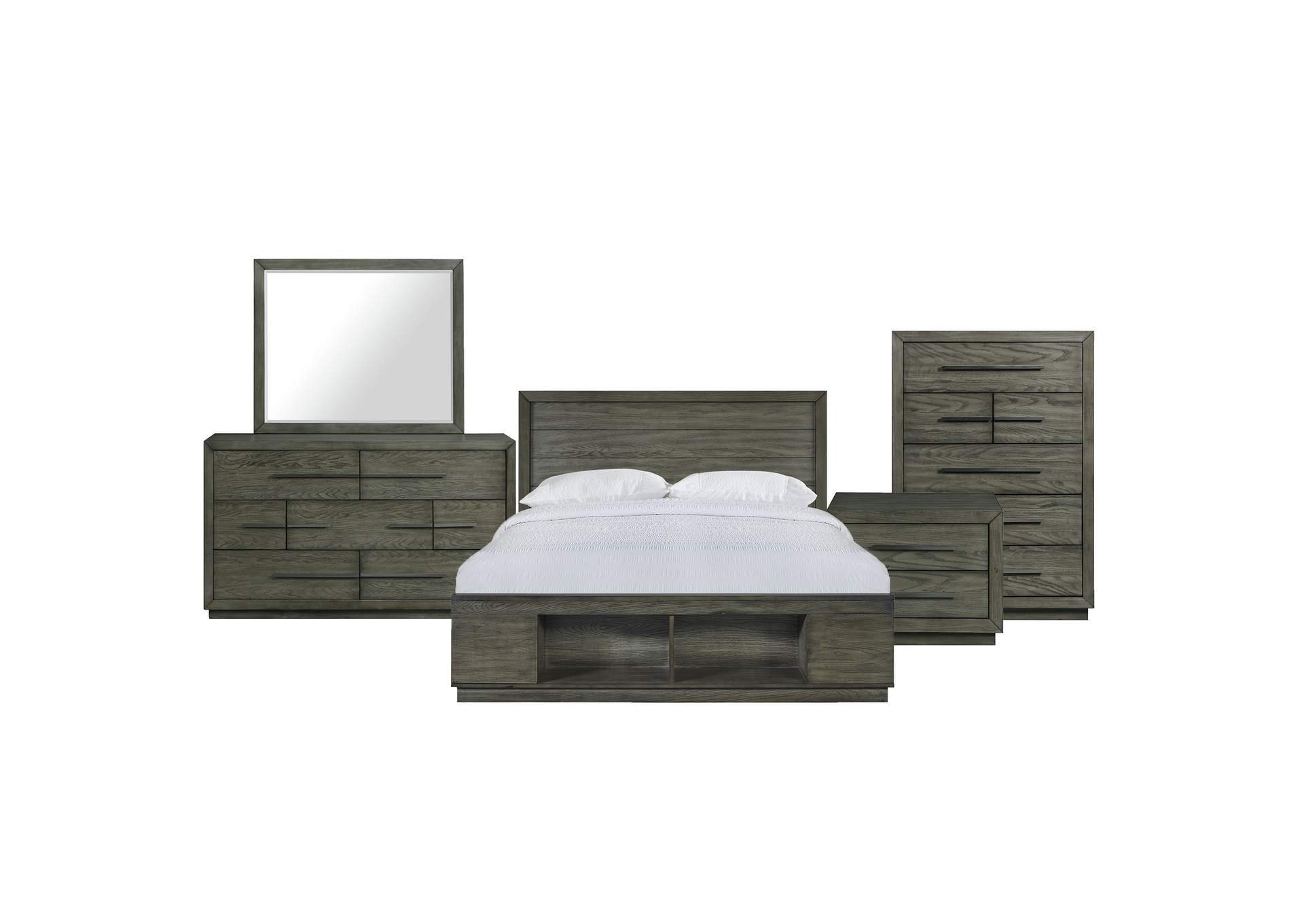 Elation King Storage 5 Piece Bedroom Set With Cubbies,Elements