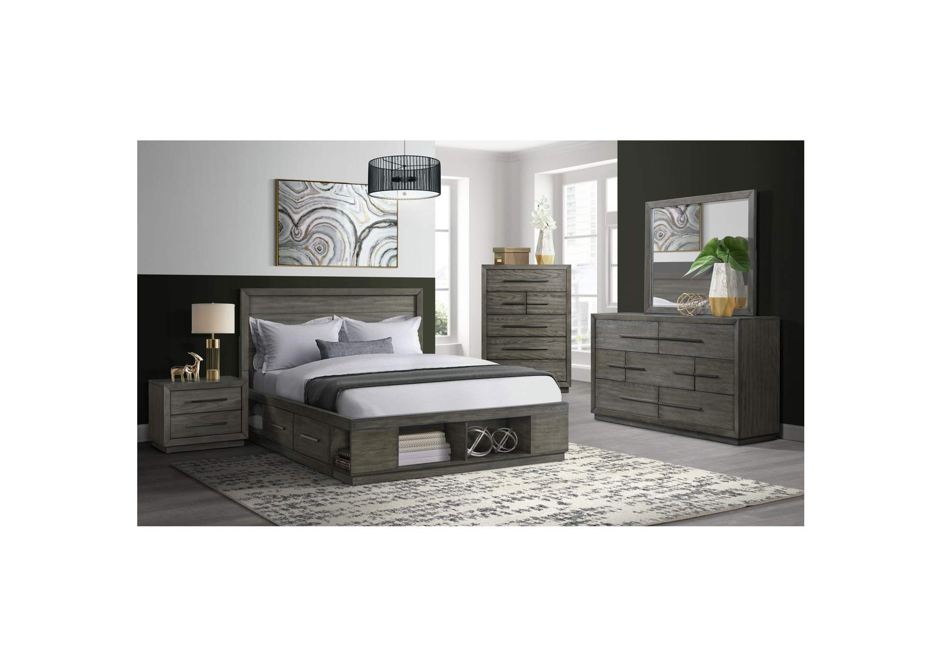 Elation King Storage Bed Complete Four Dr Storage,Elements