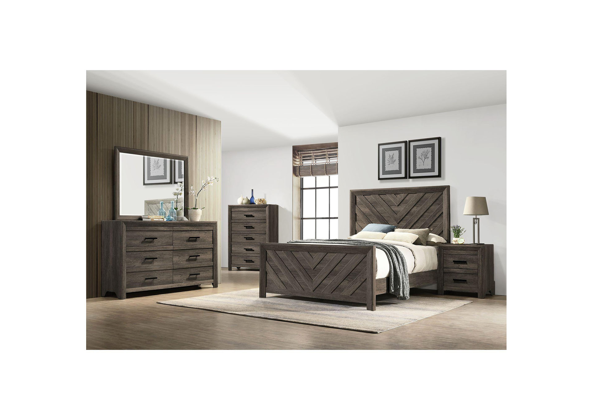Eleanor 5 - Drawer Chest In Mocha Grey,Elements