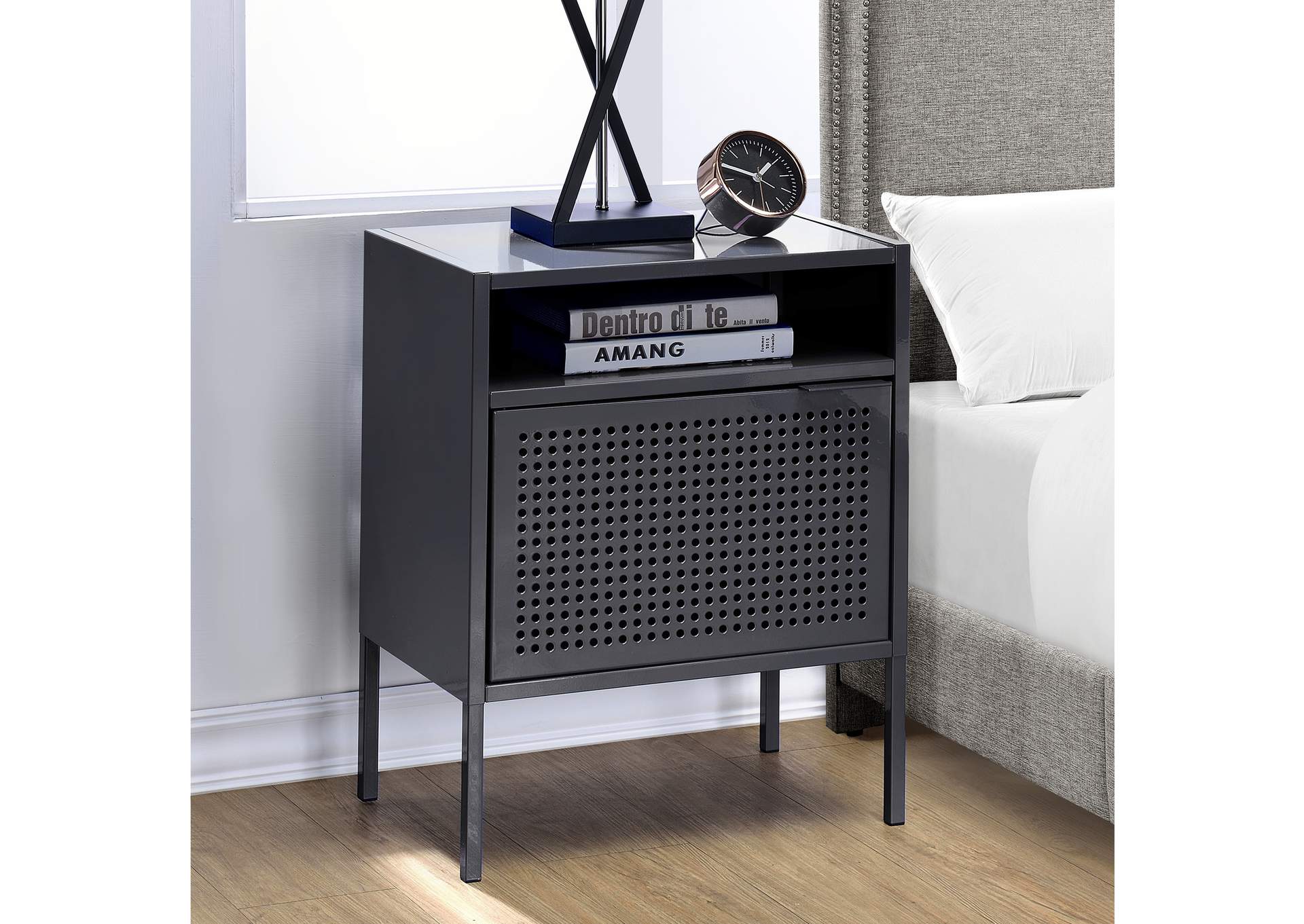 Ember Nightstand C - 1094 Black Nightstand With USB,Elements