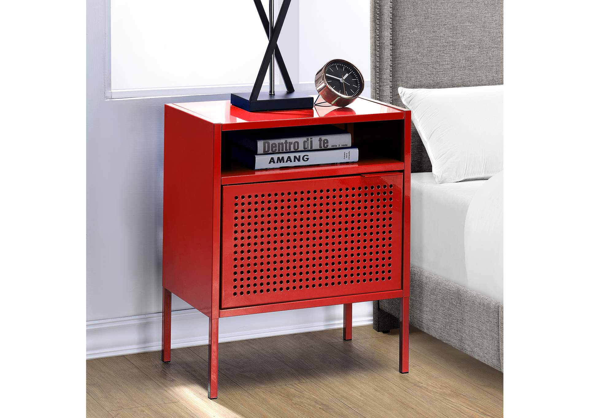 Ember Nightstand C - 1094 Red Nightstand With USB,Elements