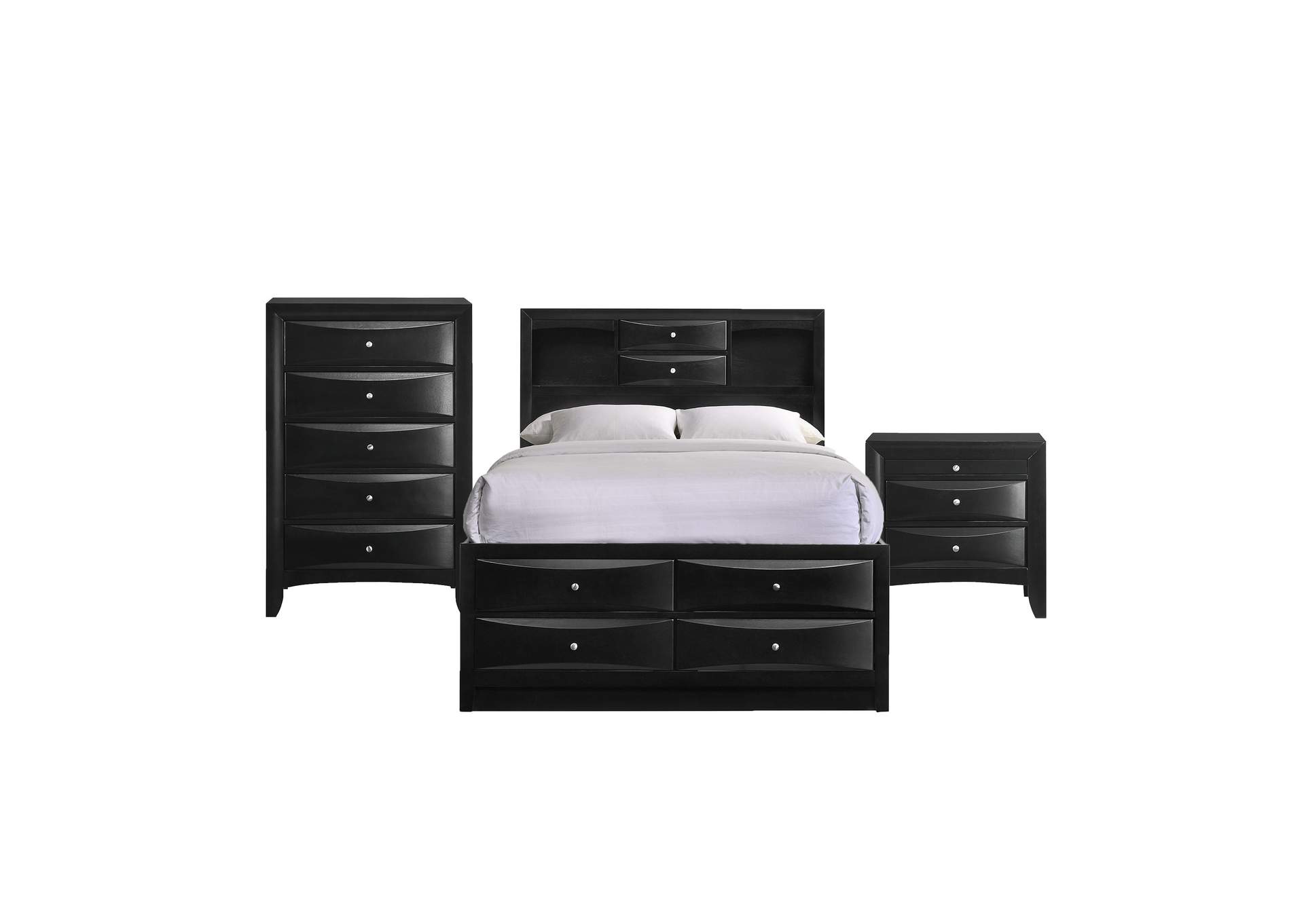 Emily King 3 Piece Bedroom Set In Black,Elements